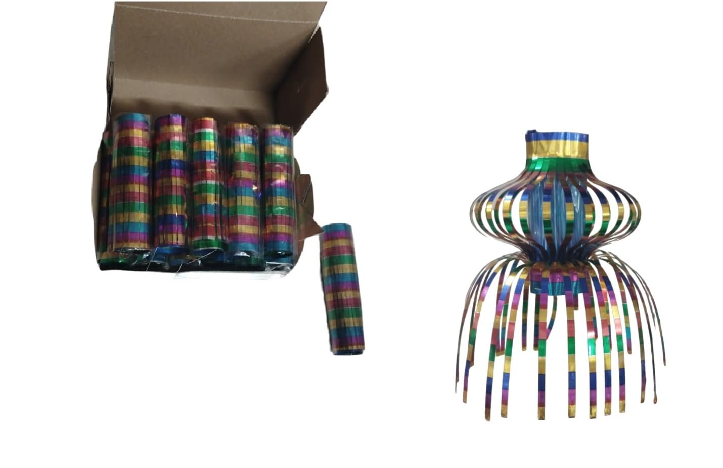 Party Crave Small Multicolor Reusable Metallic Folding Anar Hanging Akash Kandil/Diwali Lanterns for Home/Shop/Office & Many More Decor (Single Dome Folding Anar Kandil, 12pc Packing)