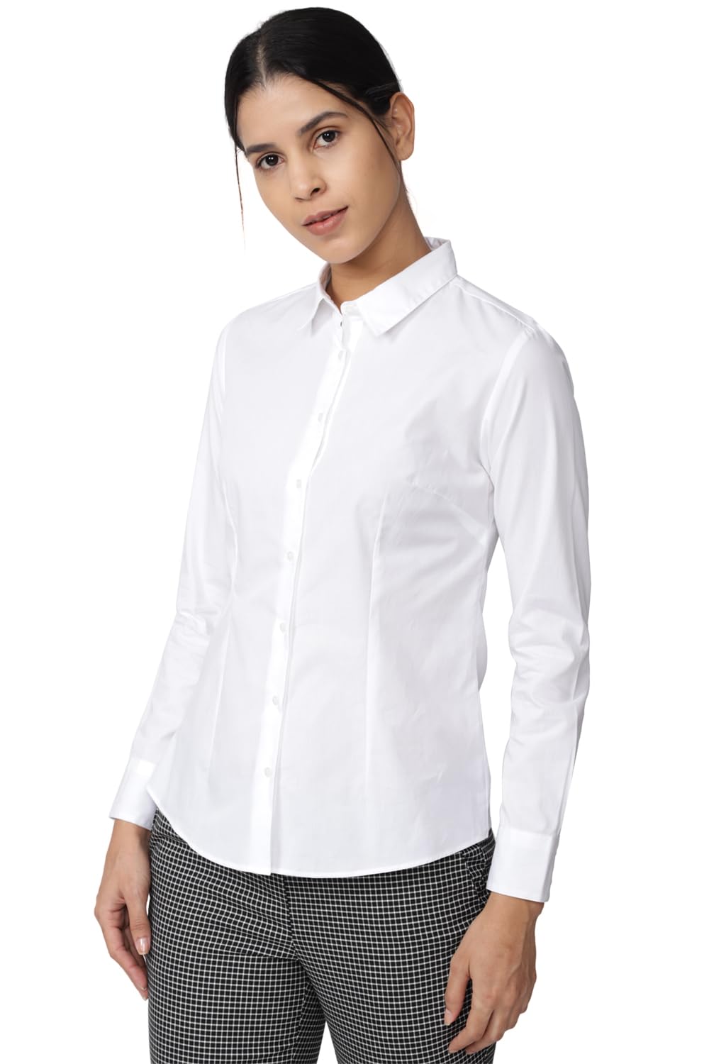 Allen Solly Women's Cotton White Plain Full Sleeve Casual Shirt