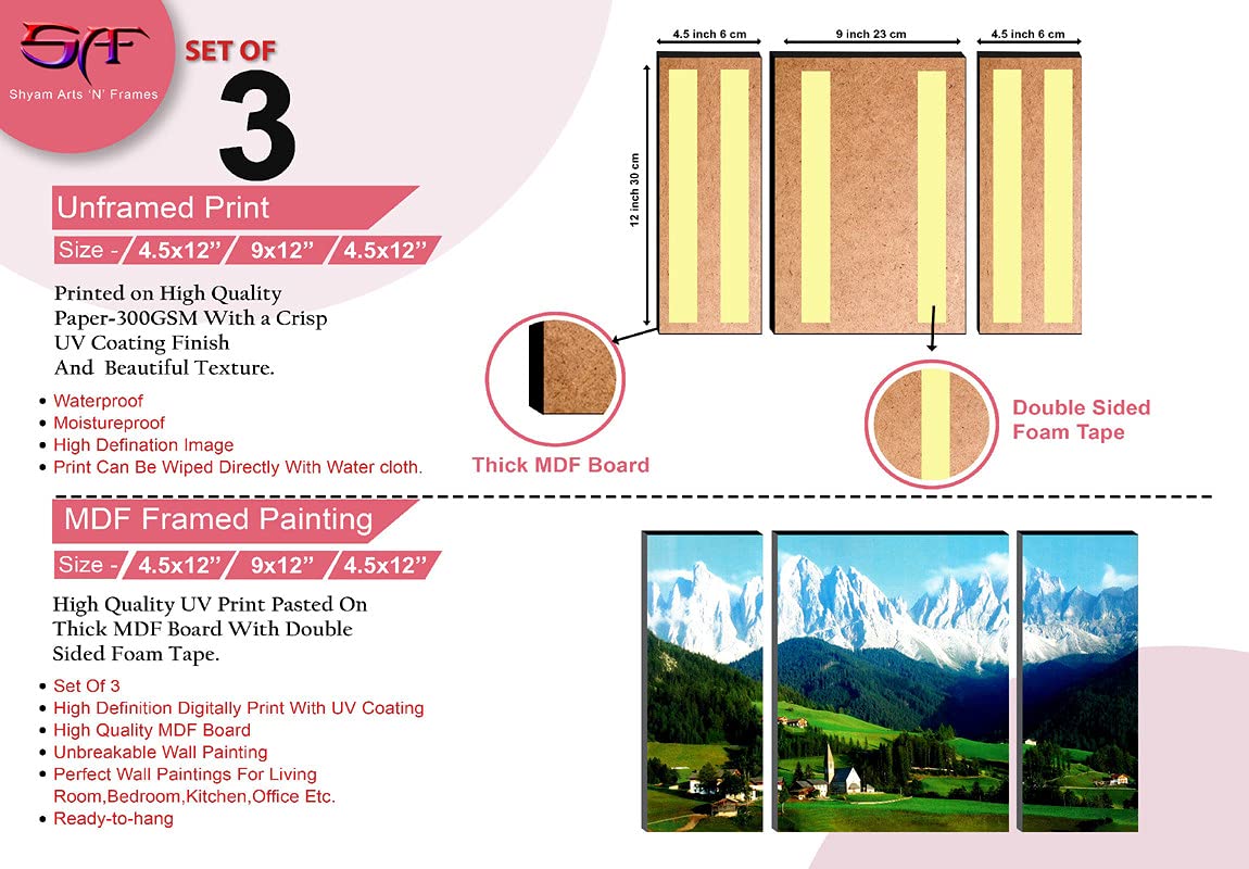 SAF paintings 6MM Greeny Mountain Nature Set of 3 Panel Painting(SANFJM1220) SAFJM1220