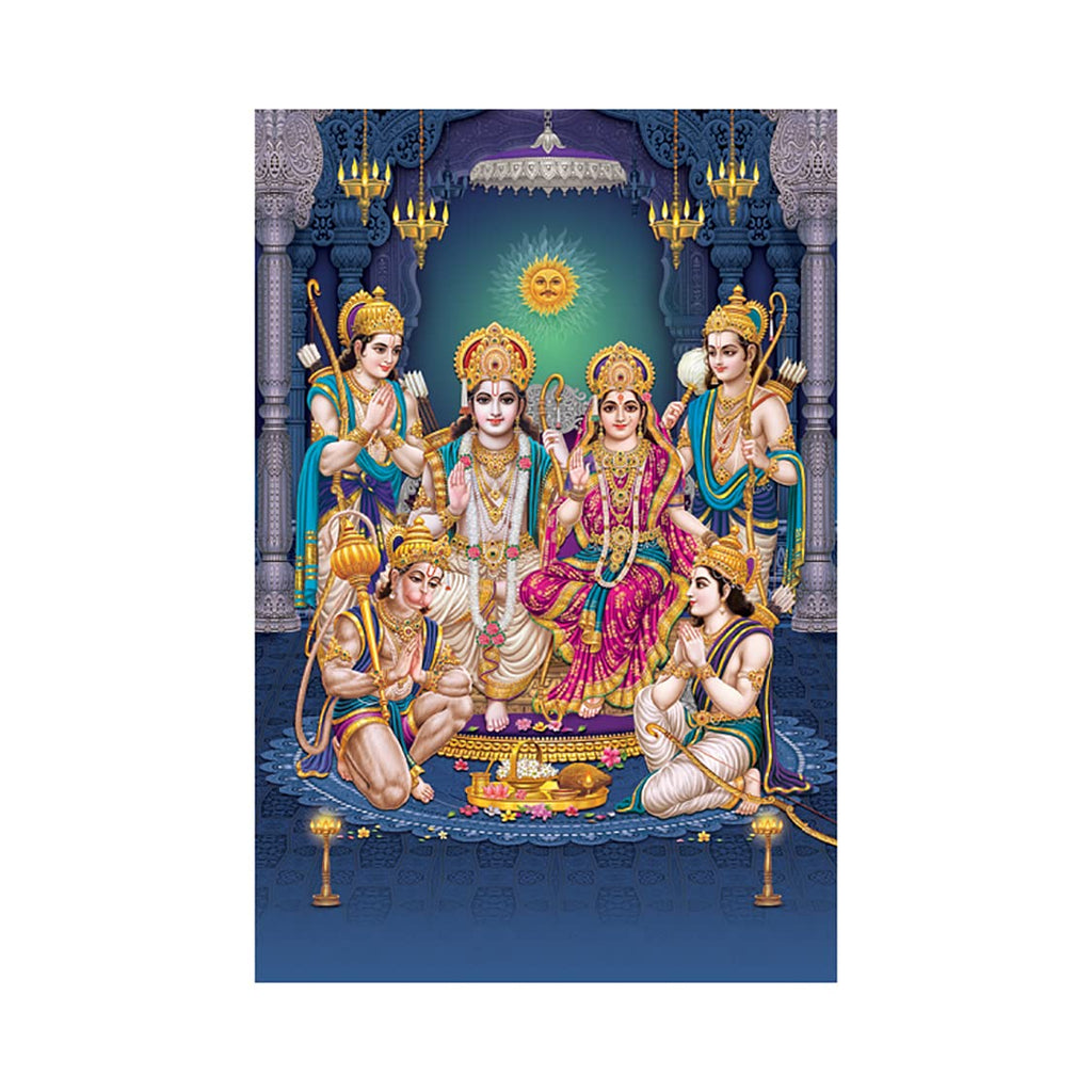 Dharvika Innovations Ram Darbar Poster Big Size for Wall Sparkle Coated Self Adhesive Waterproof Painting Vinyl Poster Without Frame (24 x 36 inch)