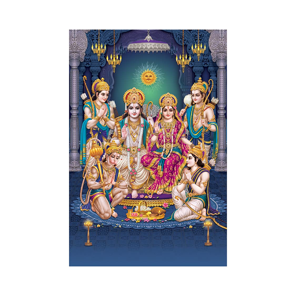 Dharvika Innovations Ram Darbar Poster Big Size for Wall Sparkle Coated Self Adhesive Waterproof Painting Vinyl Poster Without Frame (24 x 36 inch)