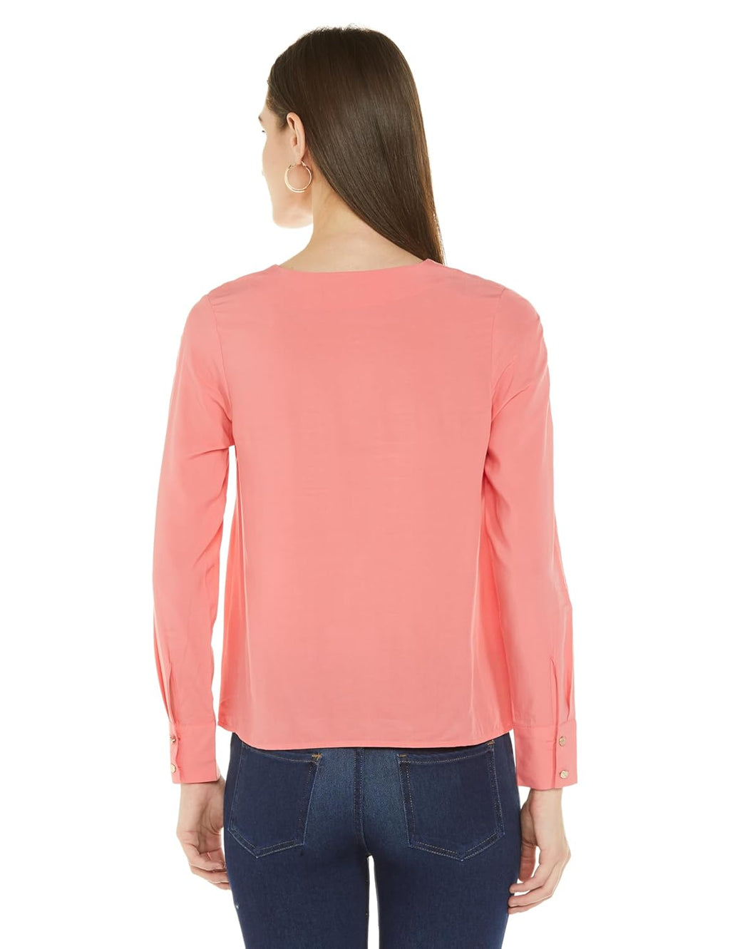 Allen Solly Women's Pink Plain Full Sleeve Casual Shirt