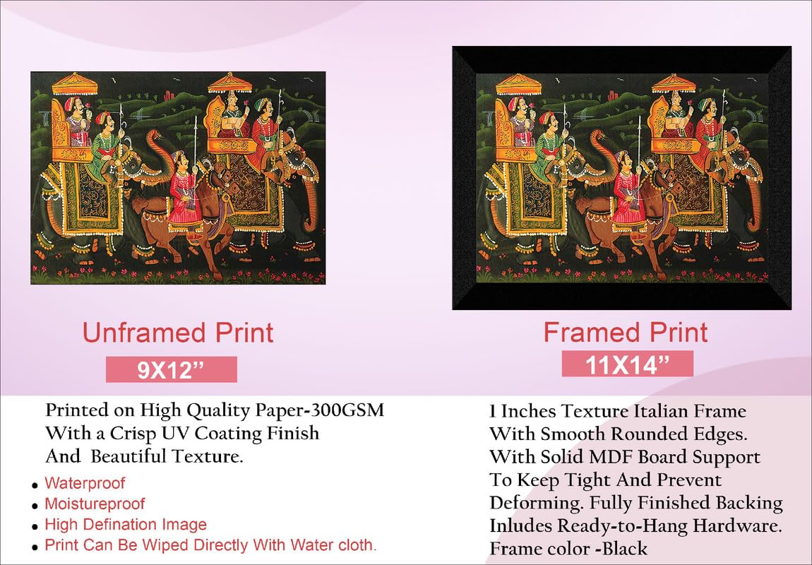 SAF paintings Traditional Rajasthani Art Black frame painting for Wall Decoration,Home and OfficeOL-SANFK33376