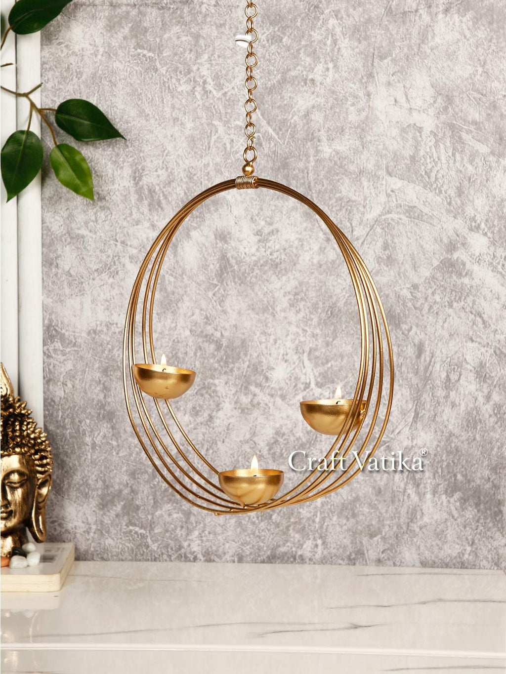 CraftVatika Wall Hanging Candle Holder for Home Decoration Tealight Candle Holder Stand Metal Wall Hanging Mounted Living Room Indoor Outdoor Festive Occasion Diwali Decoration Items