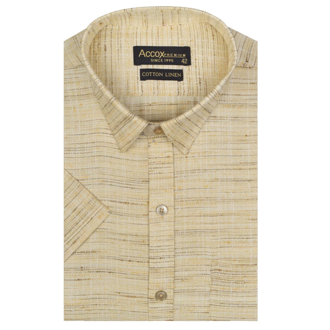 Accox Men's Cotton Linen Plain Formal Shirt (B0CVQN7BR7)