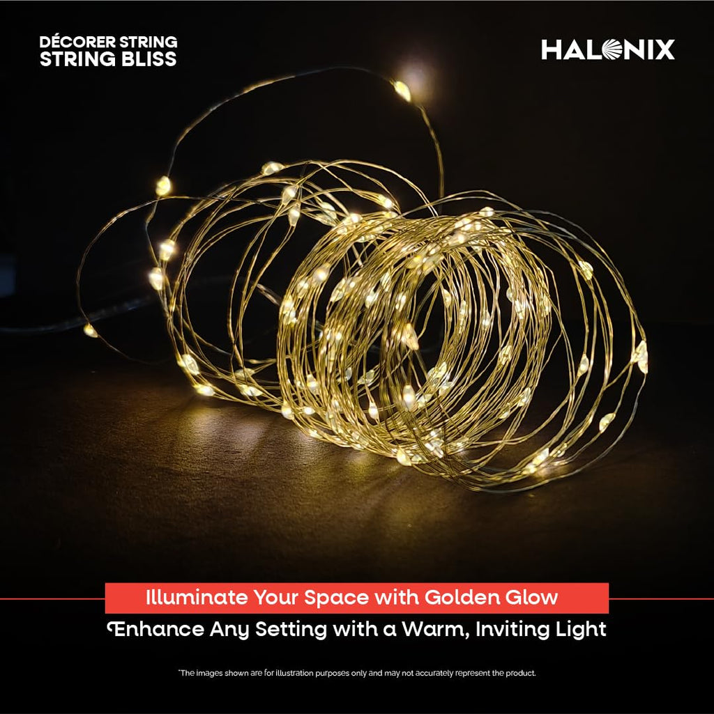 Halonix Bliss Rice Light | Decorative Light | Fairy Light | USB Powered | String Light | Diwali Light | Warm White| Pack 1 |Diwali Lights for Decoration for Home