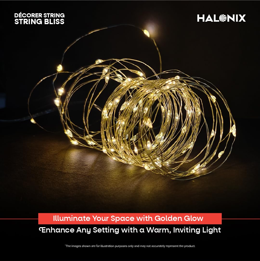 Halonix Bliss Rice Light | Decorative Light | Fairy Light | USB Powered | String Light | Diwali Light | Warm White| Pack 1 |Diwali Lights for Decoration for Home