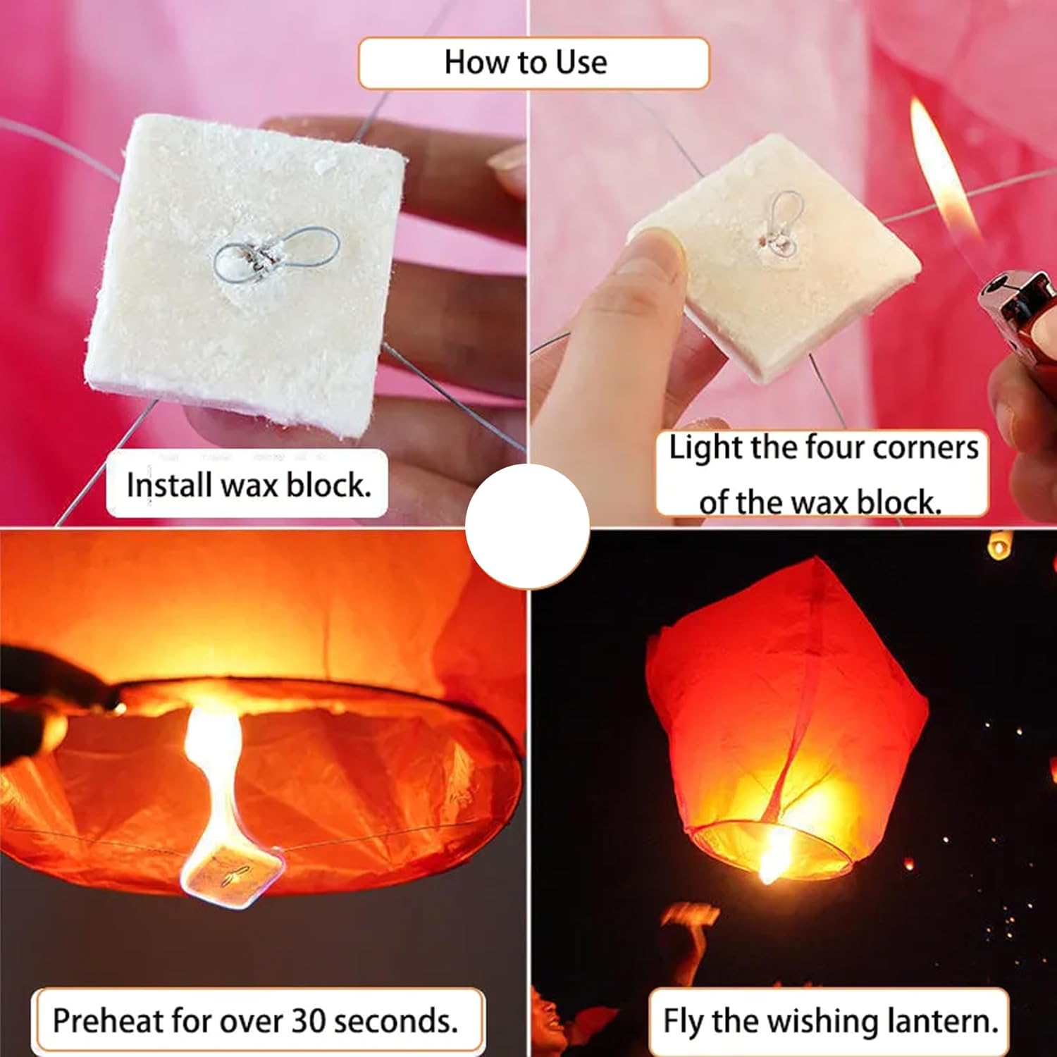 FanXplore Paper Sky Lantern Assorted Colour Hot Air Balloon for Diwali/Marriage/Christmas/All Festival with Fuel Wax Candle for Birthday New Year (Pack of 5)