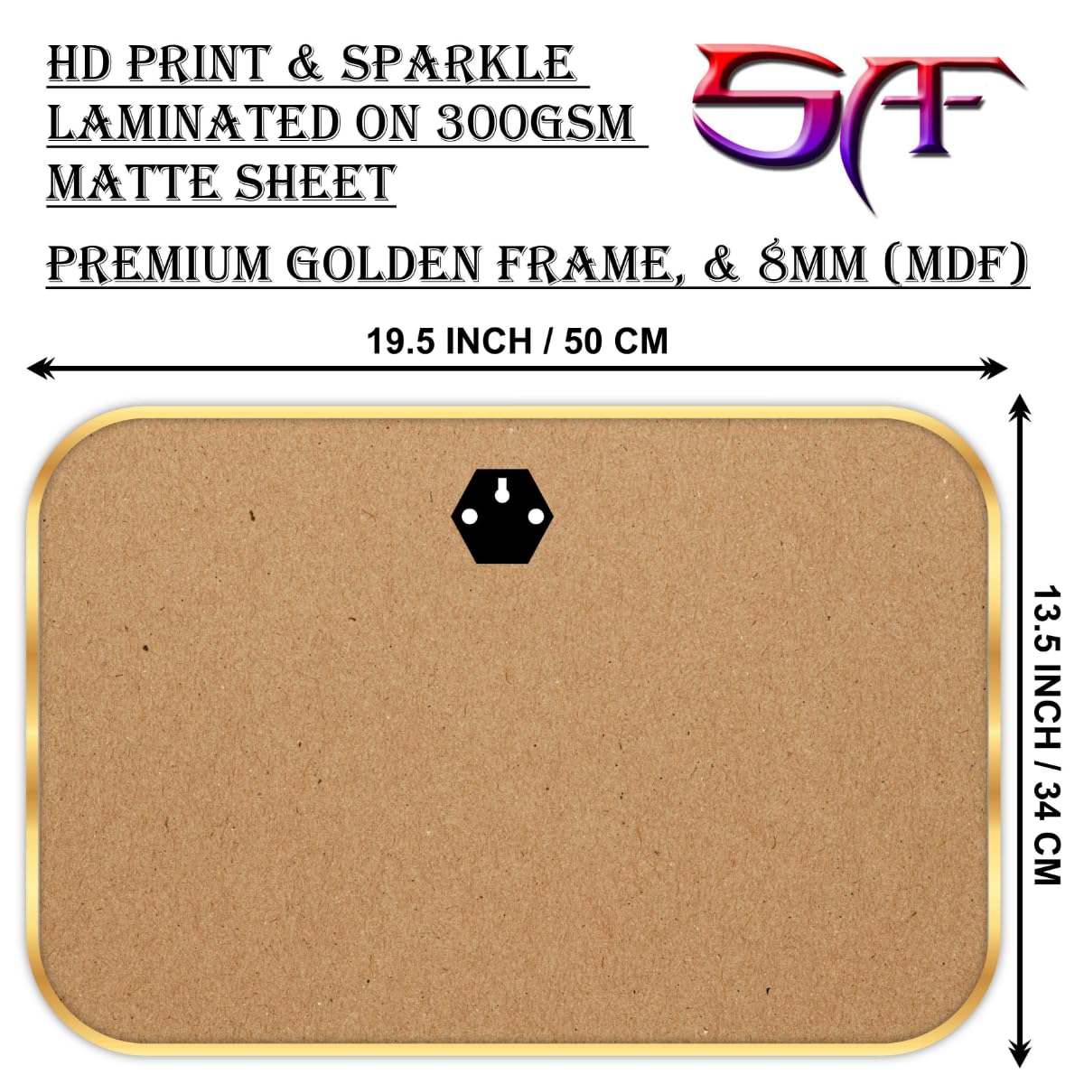 SAF 7 Running Horses at Sunrise Vastu Wall Painting with Frame - Sparkle Glossy Round Golden Framed Large Painting for Office, Living Room, Bedroom, Home Wall Decoration Animals Painting (Multicolour, SANFMG173, 18 x 12 inch)