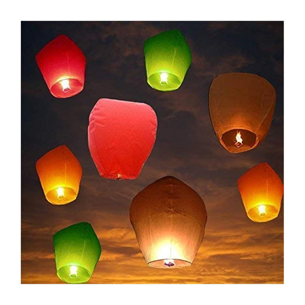 PRINT BHARAT Sky Lanterns Multicolour Hot Air Balloon/Flying Night Sky Light Candle for Diwali/Christmas/Birthday/All Festival Multicolor,Paper (Lanten 4)