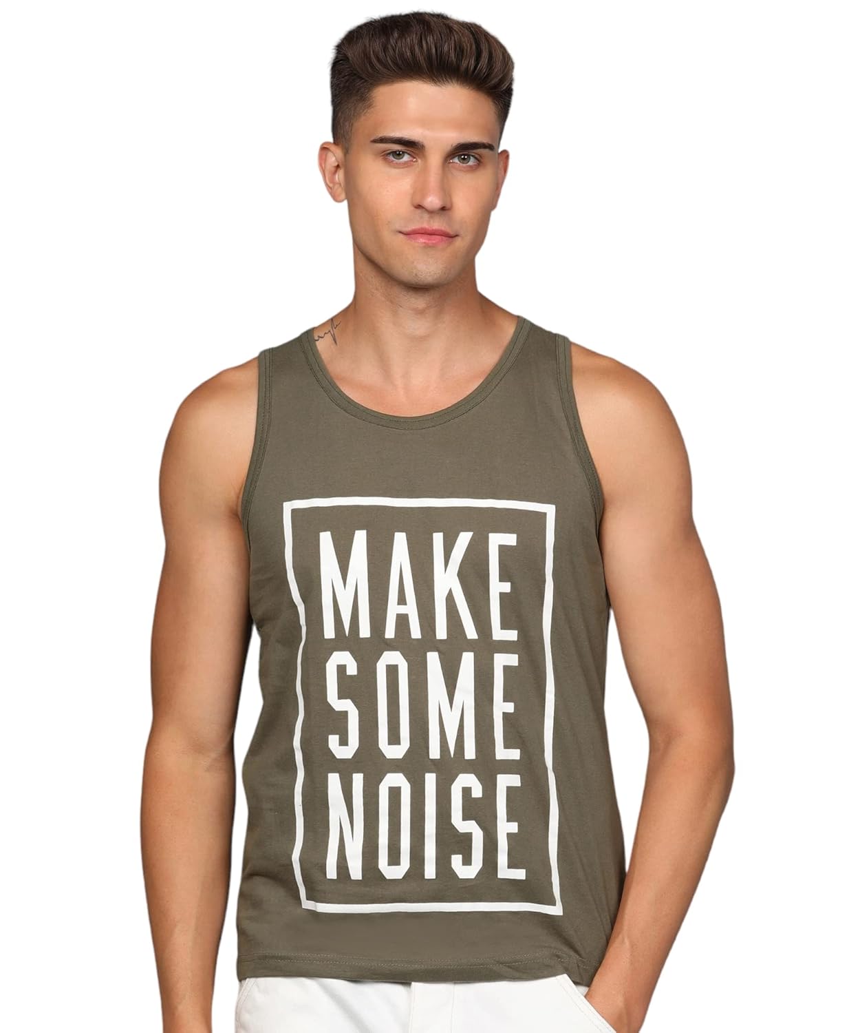 Alan Jones Clothing Men's Printed Sleeveless Tshirt Regular Fit Vest-1