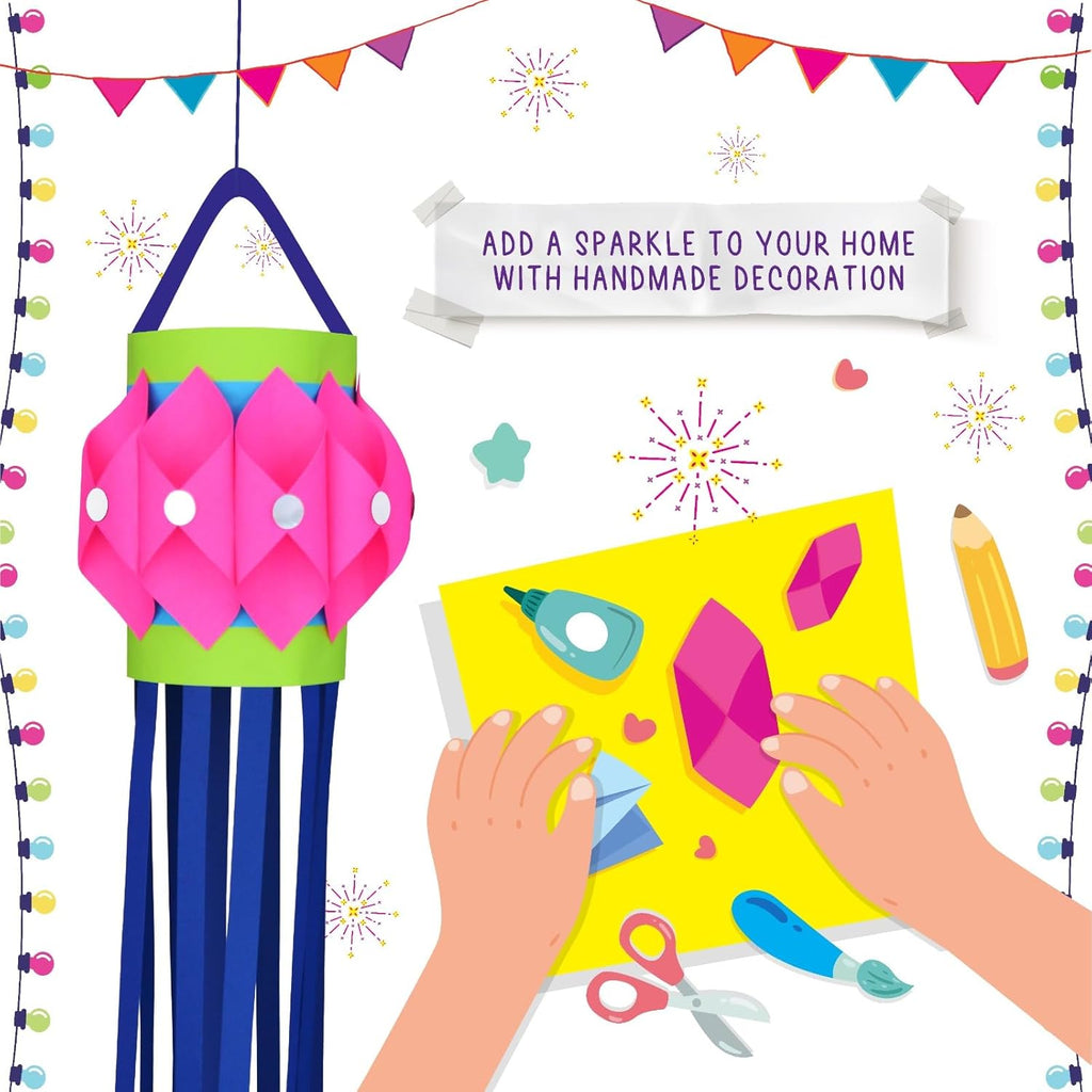 Lighthouse DIY Lantern Kit for Diwali | Art and Craft Kit for Kids | Diwali Decoration Kit, Includes Paper Cutouts, Sequences, Lantern Strips and More (Pack of 5)
