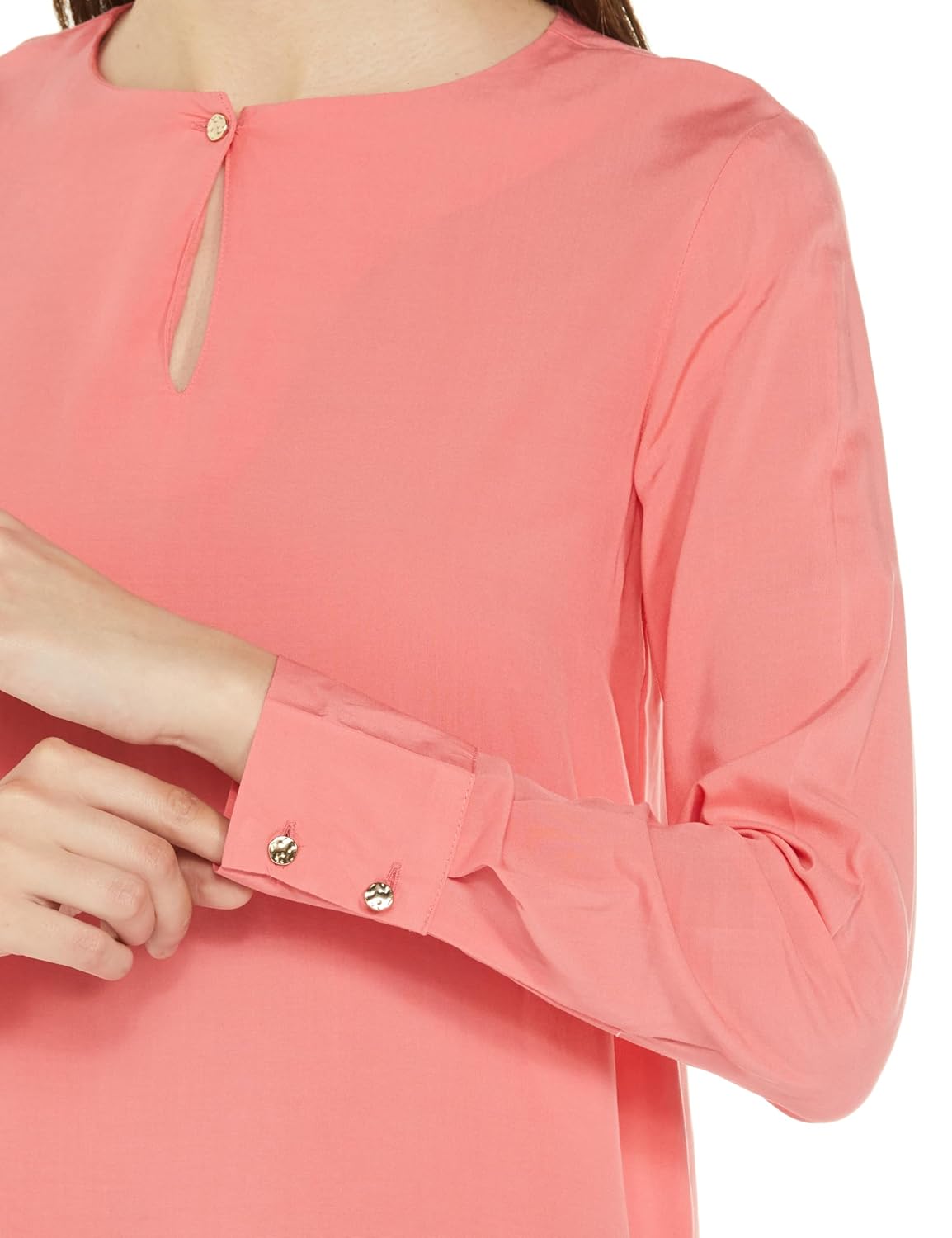 Allen Solly Women's Pink Plain Full Sleeve Casual Shirt