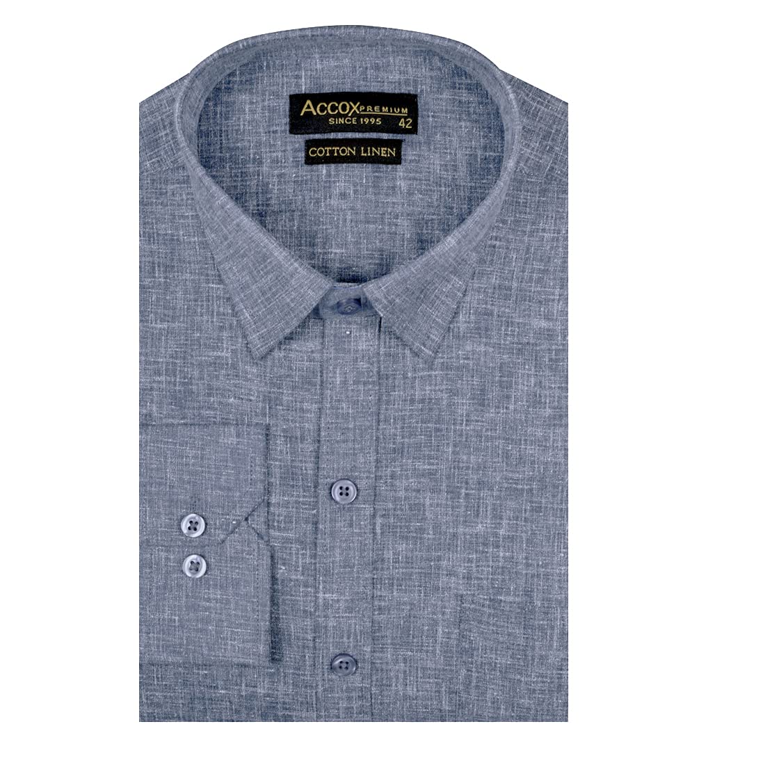 ACCOX Men's Full/Long Sleeves Formal Regular Fit Cotton Linen Plain Shirt -GCRFS29