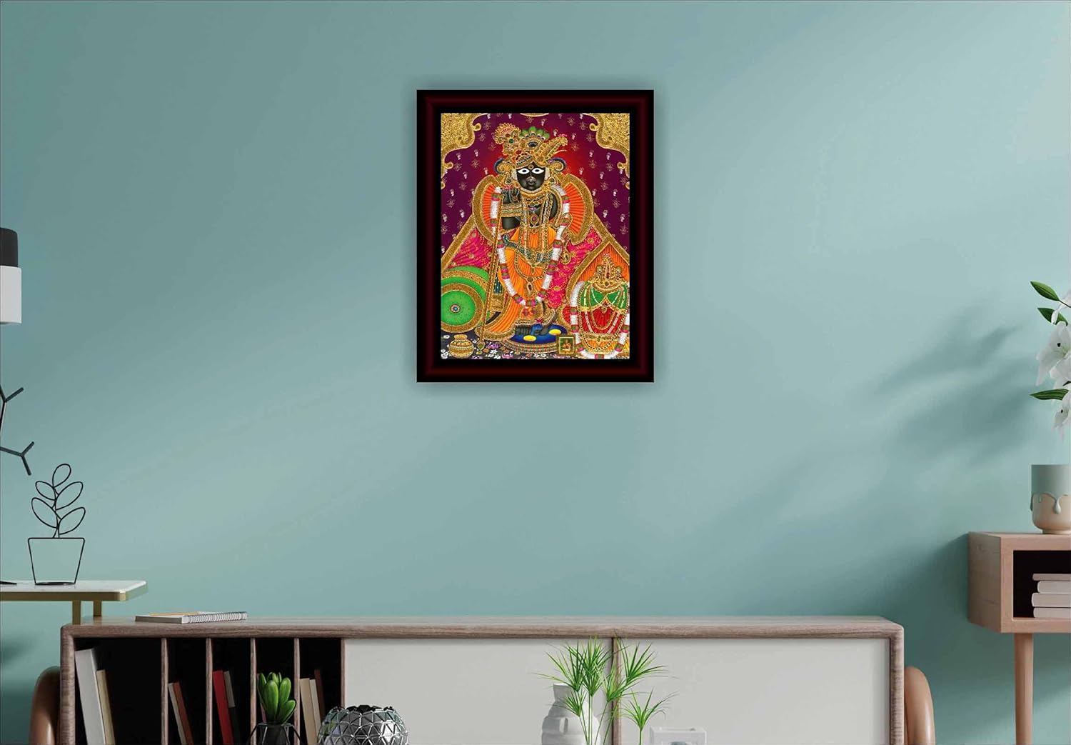 SAF paintings Banke Bihari Framed Acrylic Glass Painting 14 inch x 11 inch SANFR01