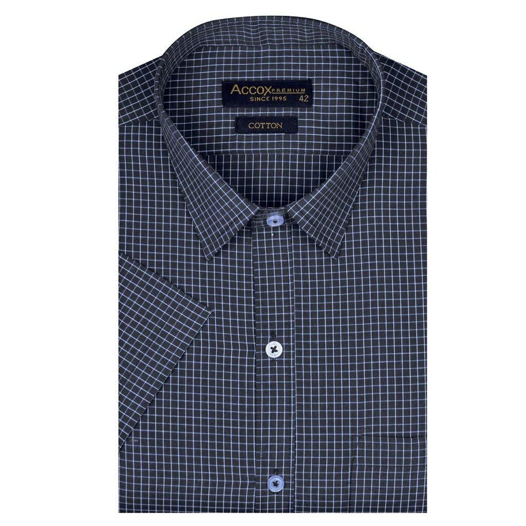 Accox Men's Cotton Checkered Formal Shirt (B08N4YPFY1)