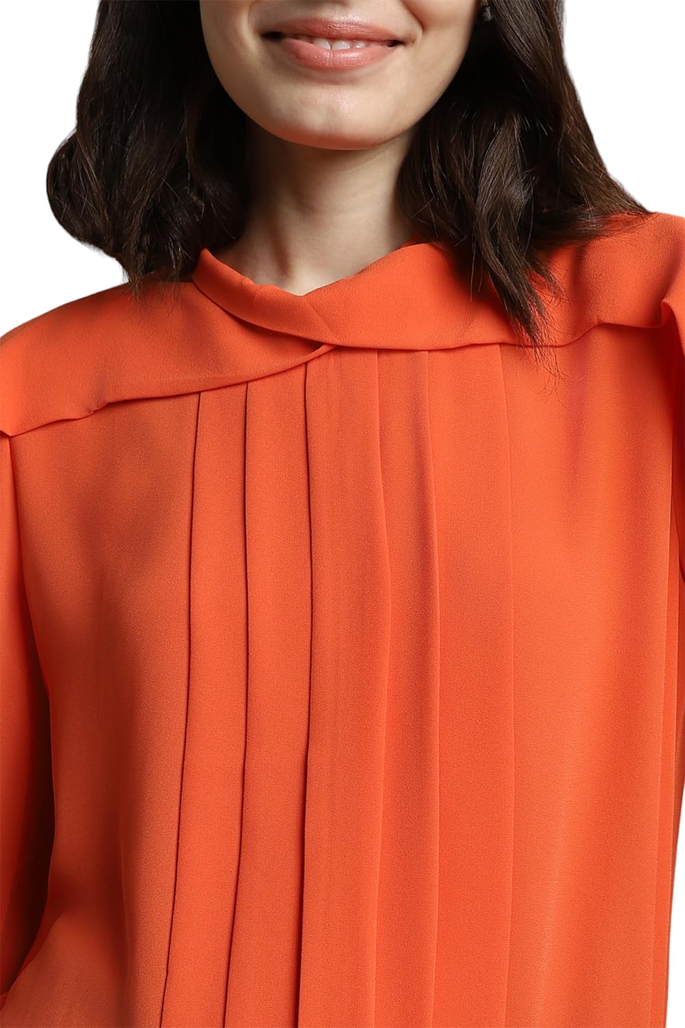 Allen Solly Women's Orange Plain Full Sleeve T-Shirt