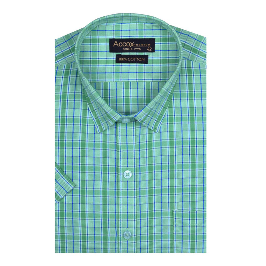 Accox Men's Cotton Checkered Formal Shirt (B08KGFGXX5)
