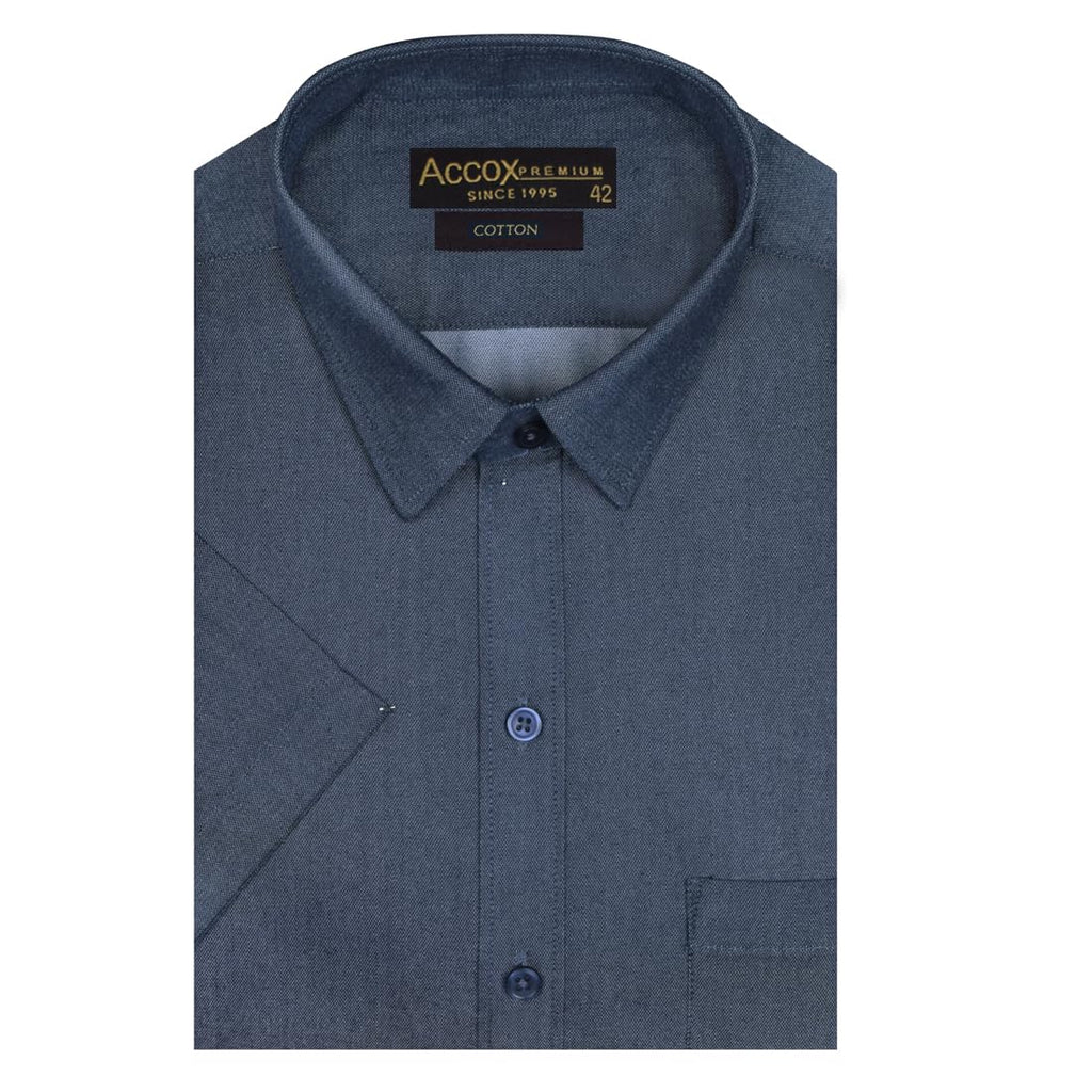 Accox Men's Cotton Plain Formal Shirt (B0CK8C9KP3)