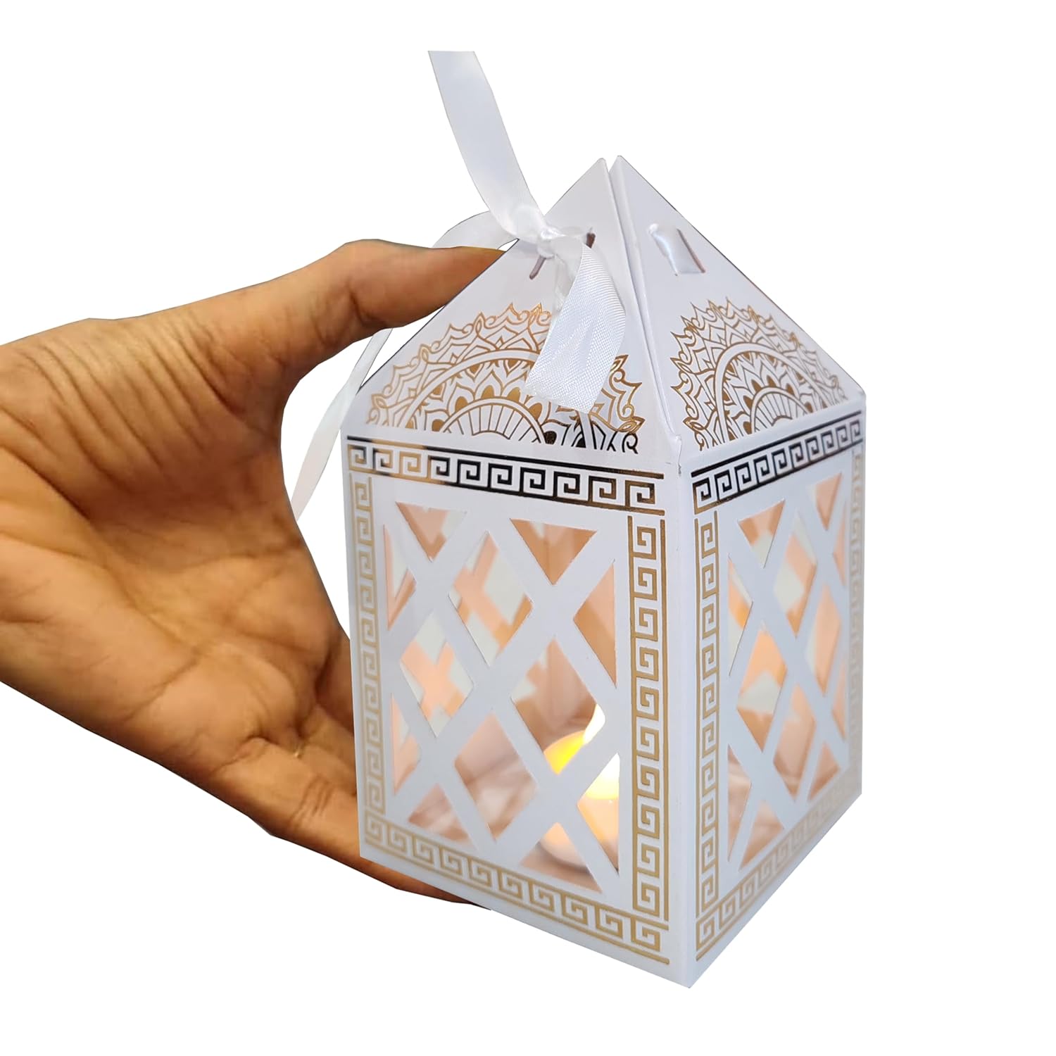 TOYXE Paper Lantern LED Tea Lights Candle for Decoration Set of 10 Pieces | Merry Christmas Decoration Item