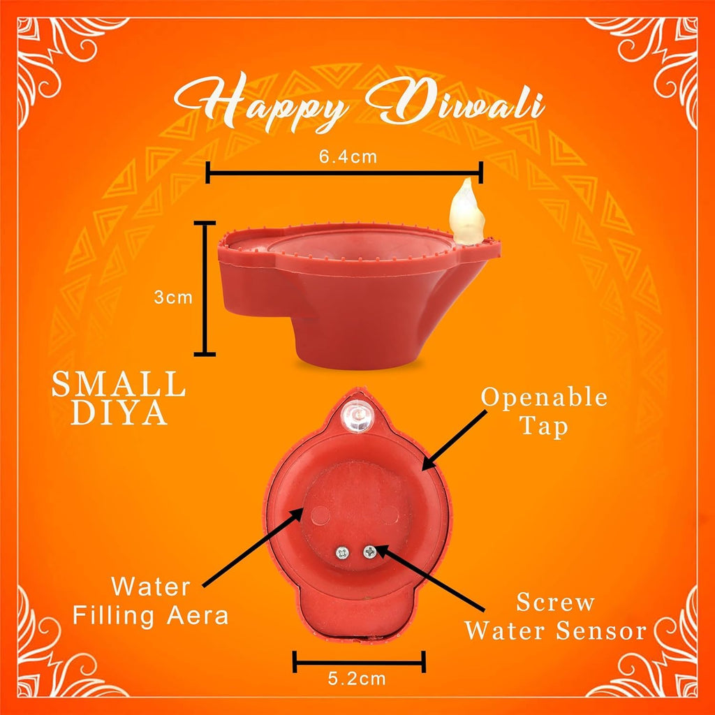 Dipika Enterprises Water Sensor Diya for Home Decoration Electric Flameless & Smokeless LED Diya Lights, Candle for Home Decor, Diwali Festivals Decoration,Christmas,New Year, Festive (Pack of 18)