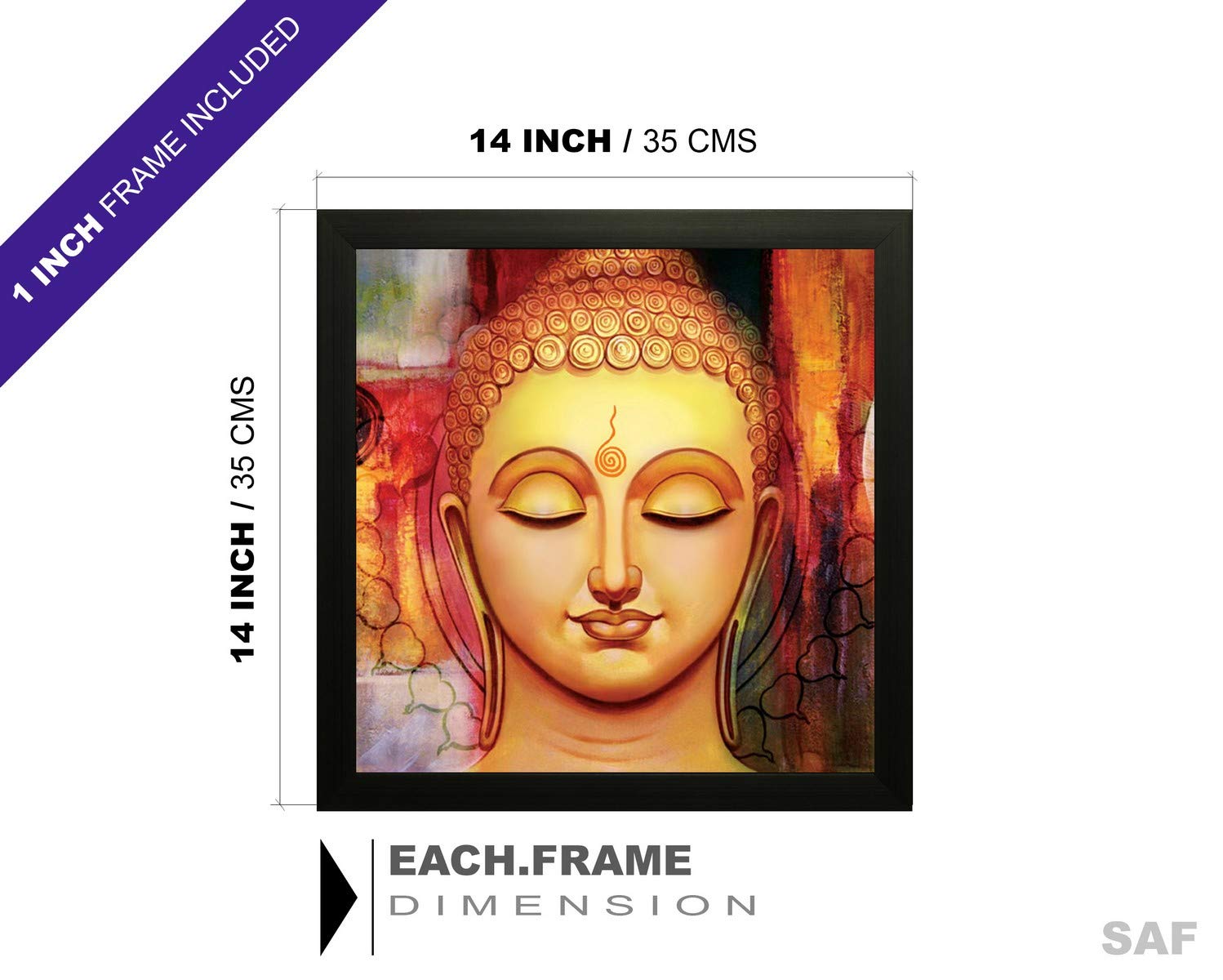 SAF paintings 'Buddha Religious' Painting (Synthetic, 12 Inch X 12 Inch, Sa-1000012)(Multicolour)