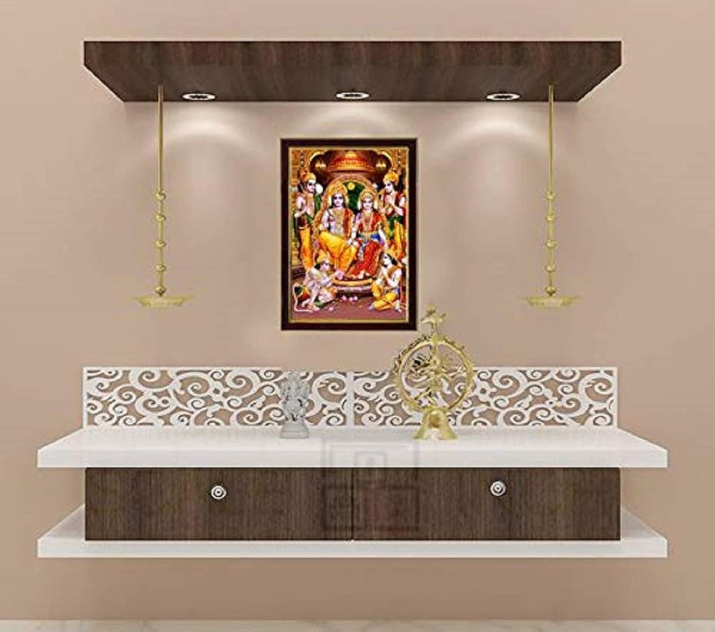 SAF Ram Darbar Sparkle Coated Framed Home Decorative Gift Item Painting (13.25 inch x 9.25 inch) SAFR3276 (Religious)(Multicolour,Religious)