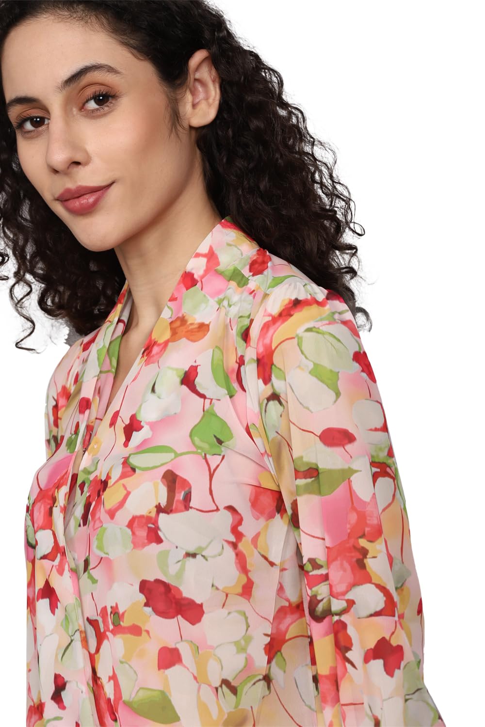 Allen Solly Women's Cream Printed Long Sleeve Casual Shirt