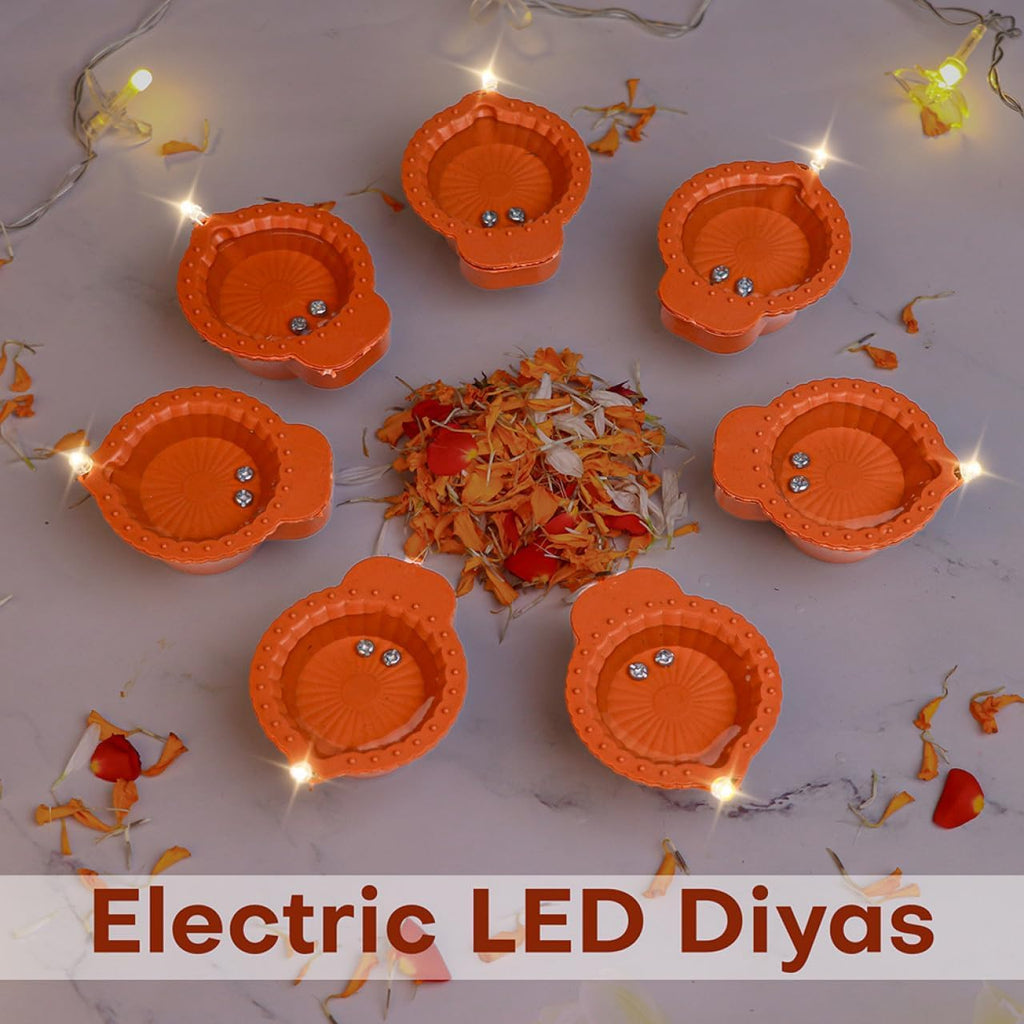 GO WELL Water Sensor Diya for Home Decoration - 12 Pcs Electric Flameless & Smokeless LED Diya Lights, Candle for Home Decor, Diwali Festivals Decoration,Christmas,New Year, Festive