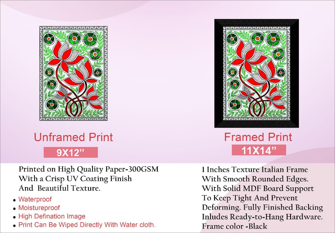 SAF paintings Madhubani Traditional Art Black frame painting for Wall Decoration SA-SANFK33332