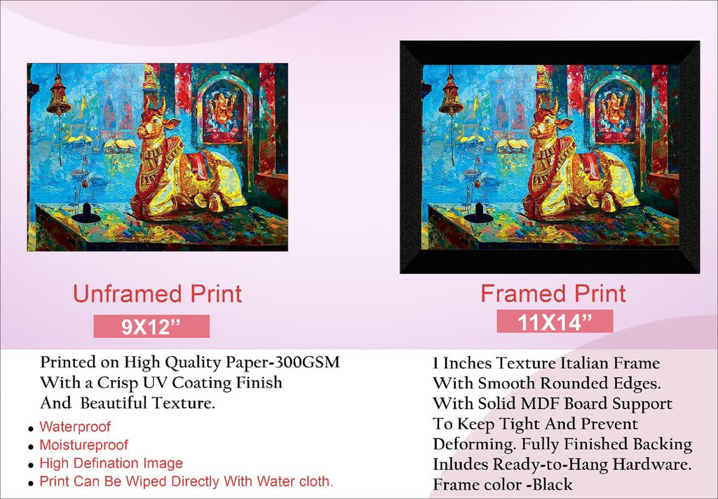 SAF paintings Lord Shiva And Nandi Black frame painting for Wall Decoration,Home and OfficeOL-SANFK33374