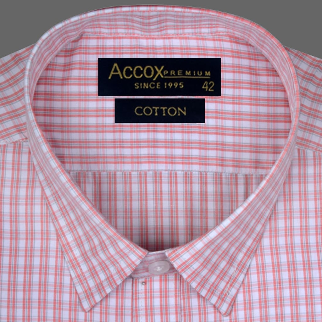 Accox Men's Cotton Checkered Formal Shirt (B0D7VRQ381)