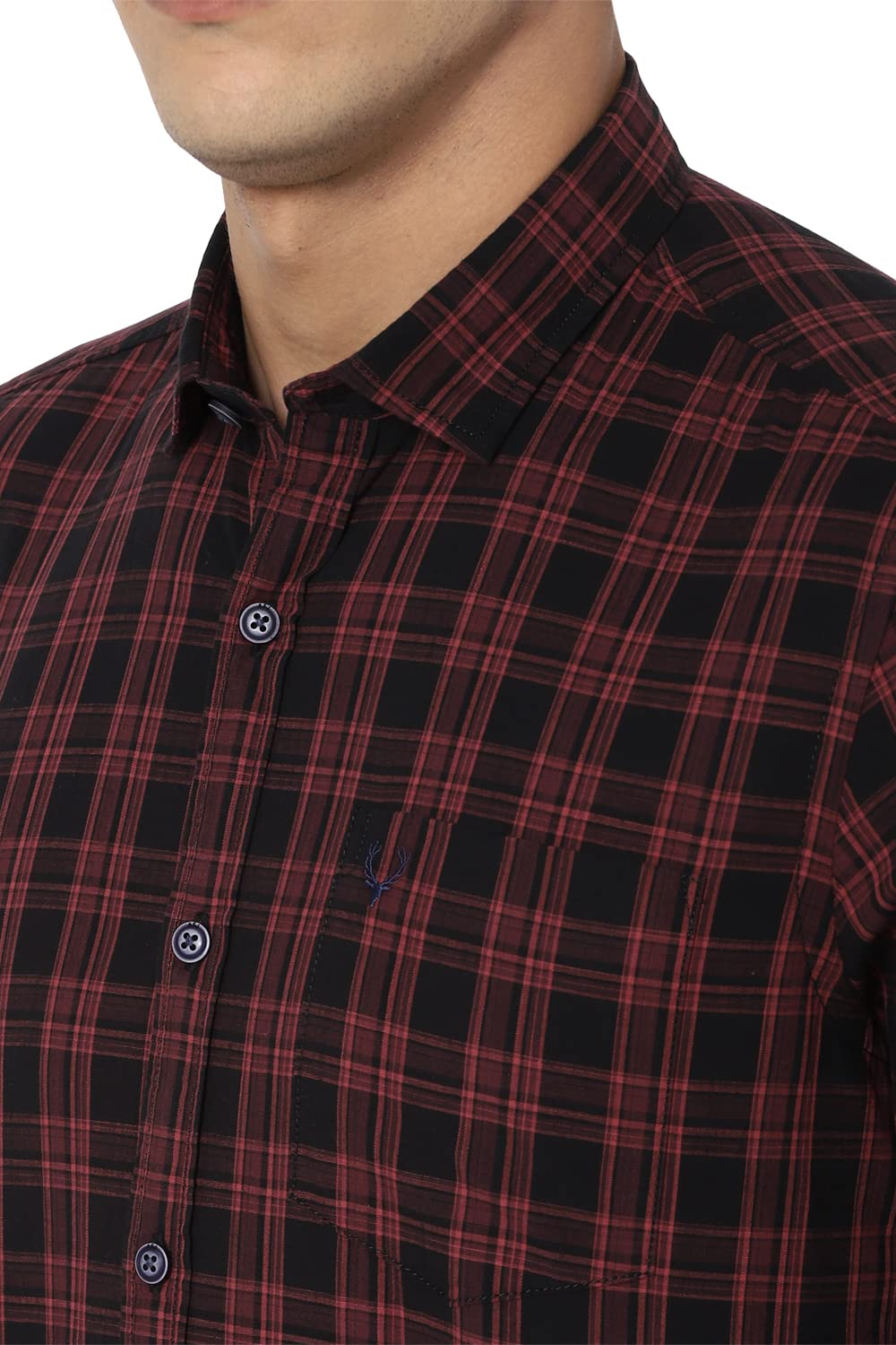 Allen Solly Men Maroon Custom Fit Check Full Sleeves Casual Shirts