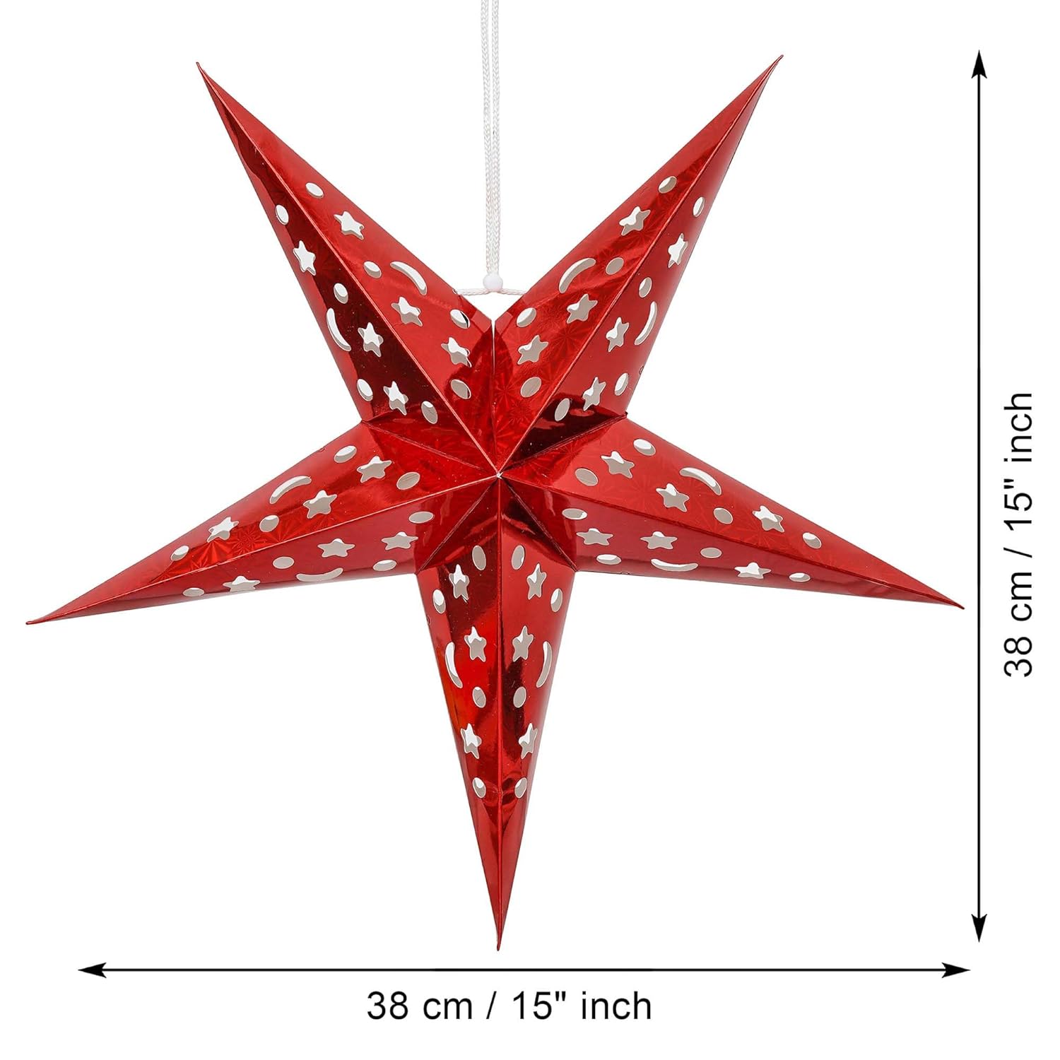 eCraftIndia Red Paper Merry Christmas Star Lantern Lights for Decoration| Diwali Christmas Lantern| Aakash Kandil for Diwali| Hanging Lantern for Home Decoration Balcony| Christmas Decor Items