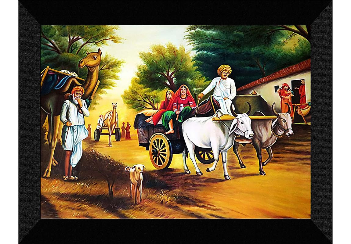 SAF paintings Village Art Black frame painting for Wall Decoration,Home and Office OL-SANFK33334