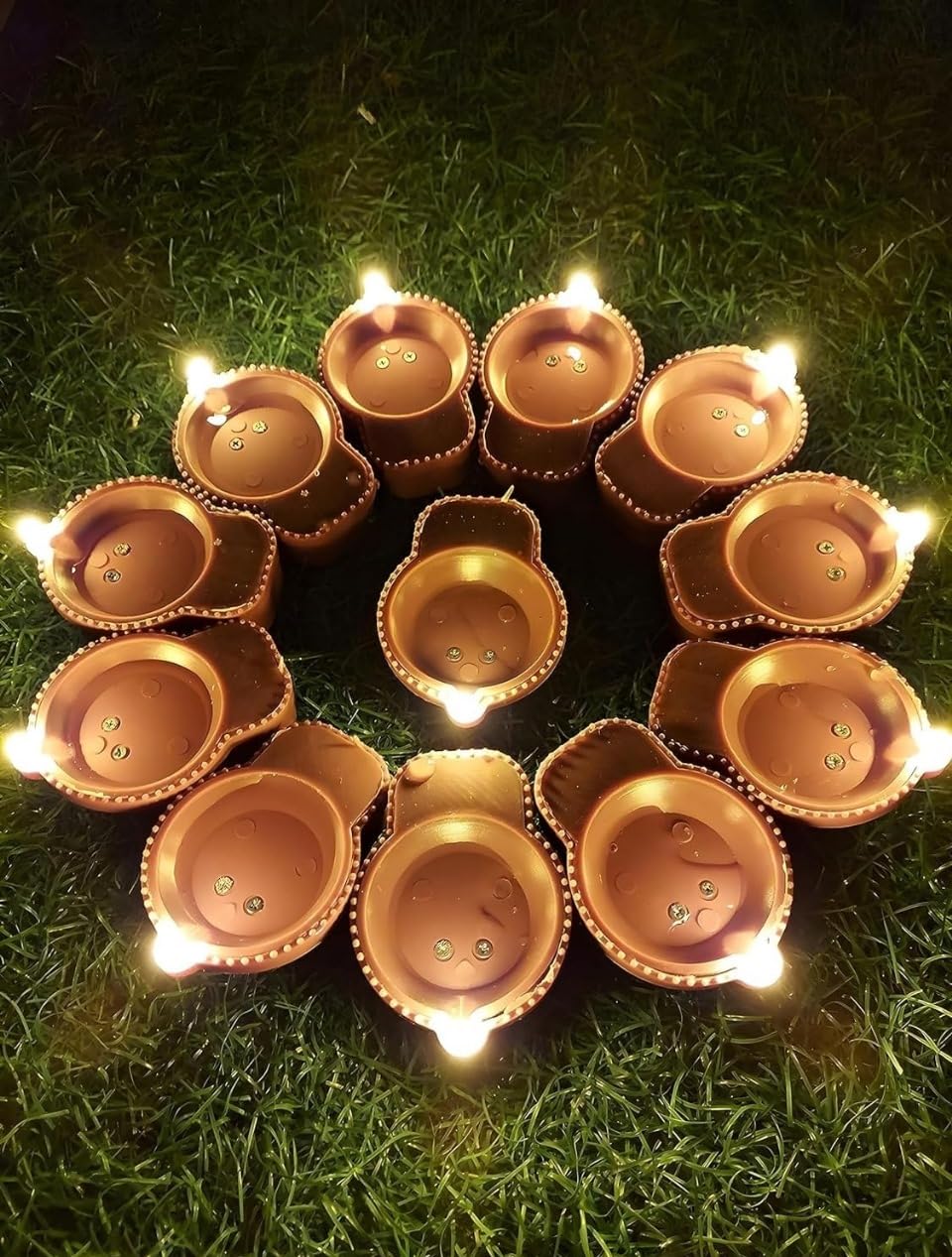 LUMINI 12 Pcs Water Sensor Diya Lights Electric Flameless & Smokeless LED Diyas | Eco-Friendly Led Diyas Candle Warm Ambient Lights for Home Decor, Diwali Festivals Decoration,Christmas,New Year(12)