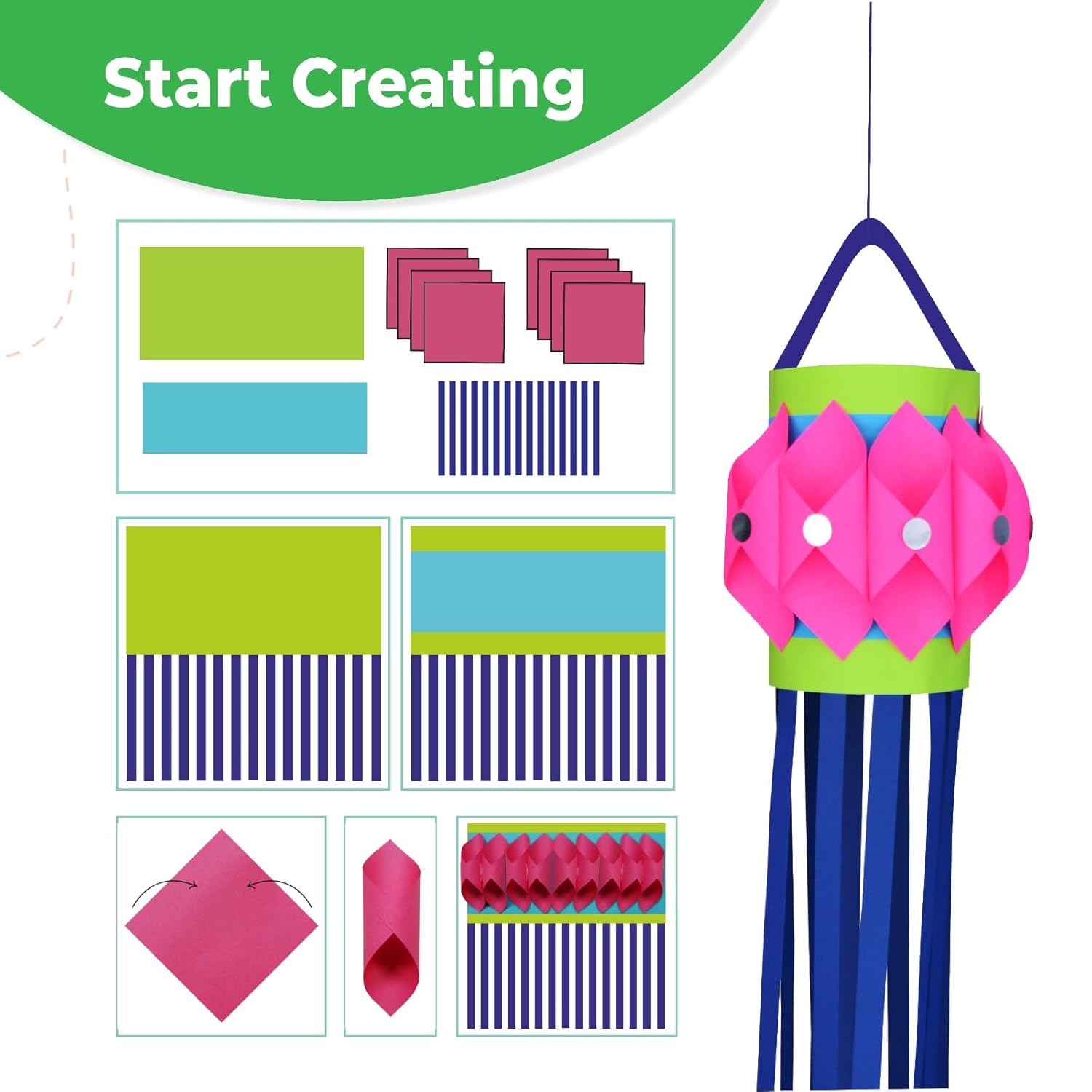 Lighthouse DIY Lantern Kit for Diwali | Art and Craft Kit for Kids | Diwali Decoration Kit, Includes Paper Cutouts, Sequences, Lantern Strips and More (Pack of 5)