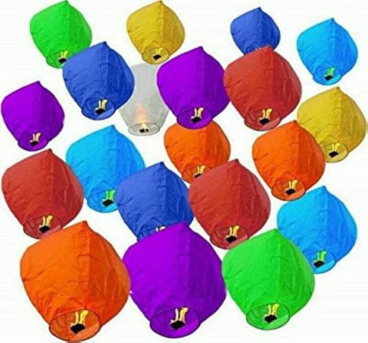 2VRN Paper Sky Lantern Lamp Light Hot Air Balloon for Special Occasions (Assorted Colour) -Pack of 10(2V-01)