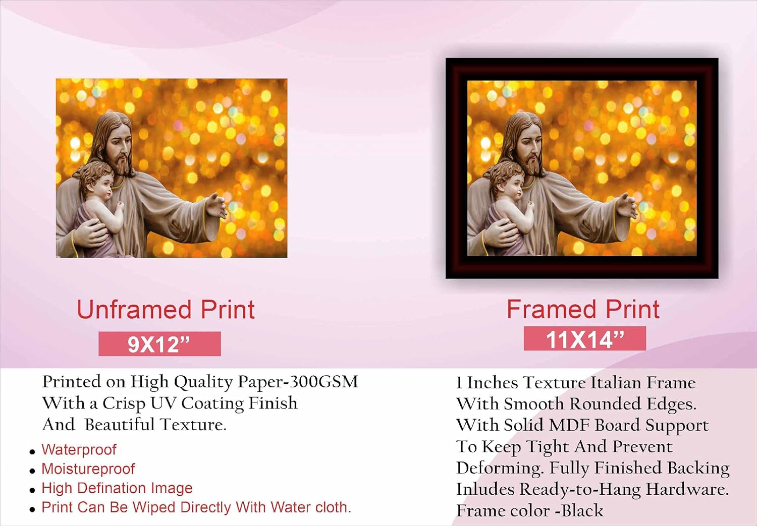 SAF paintings Lord Jesus Sparkle Coated Digital Reprint Painting (13.25 inch x 9.25 inch) SANFR8725