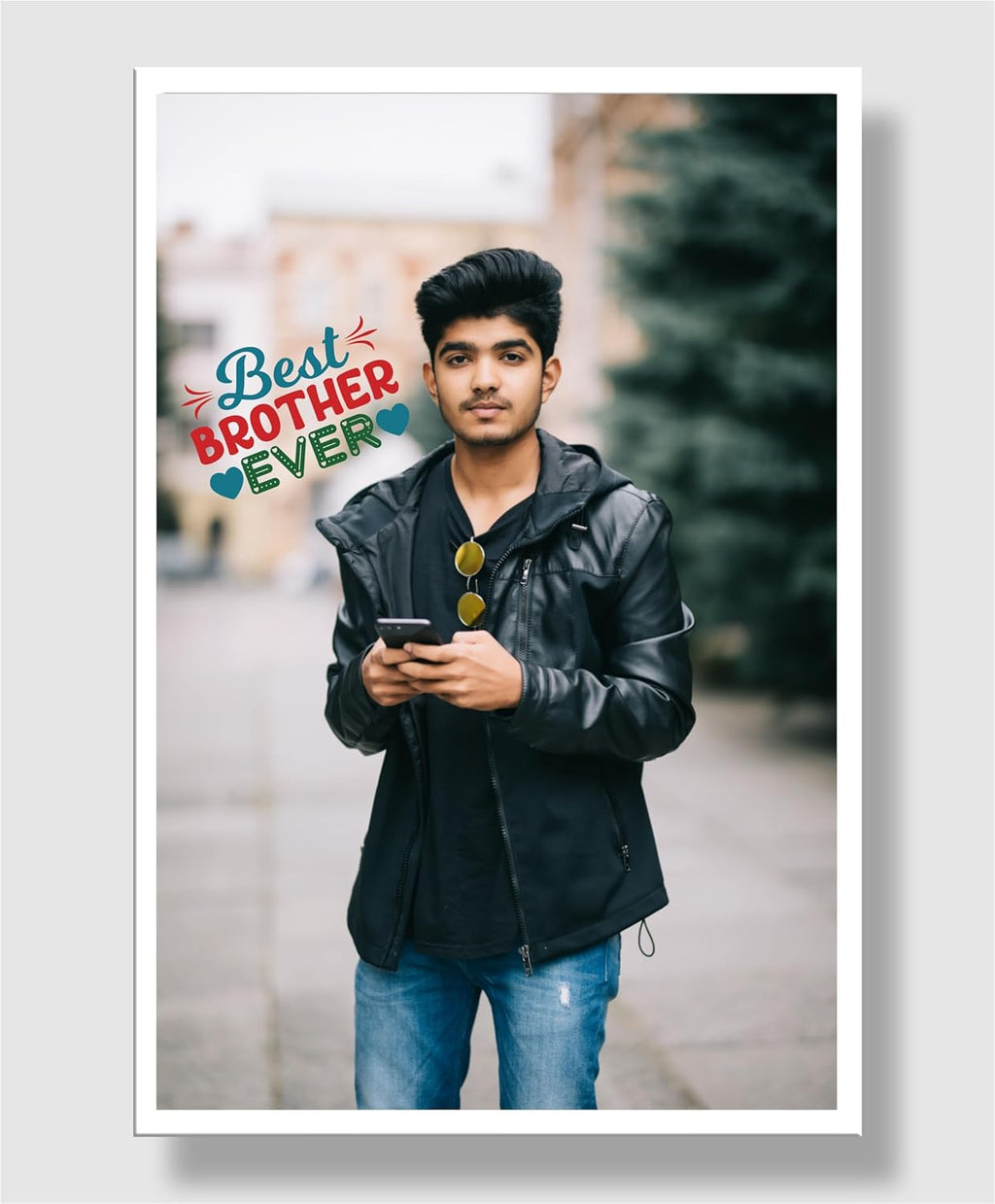 SAF photo frame Best brother ever Customized White Frame Photo Frame For home And wall décor,Living Room And Bedroom||Personalized Photo Frame Couple,Family,and Friends 30 cm x 23 cm PF-W-14