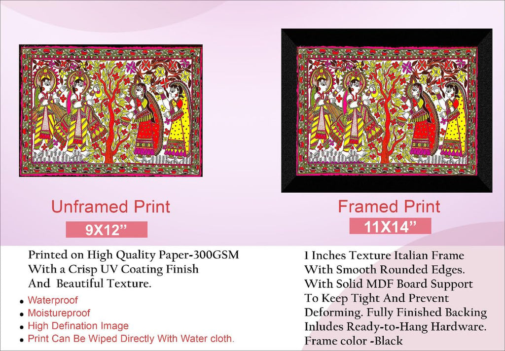 SAF paintings Madhubani Traditional Black frame painting for Wall Decoration SA-SANFK33359