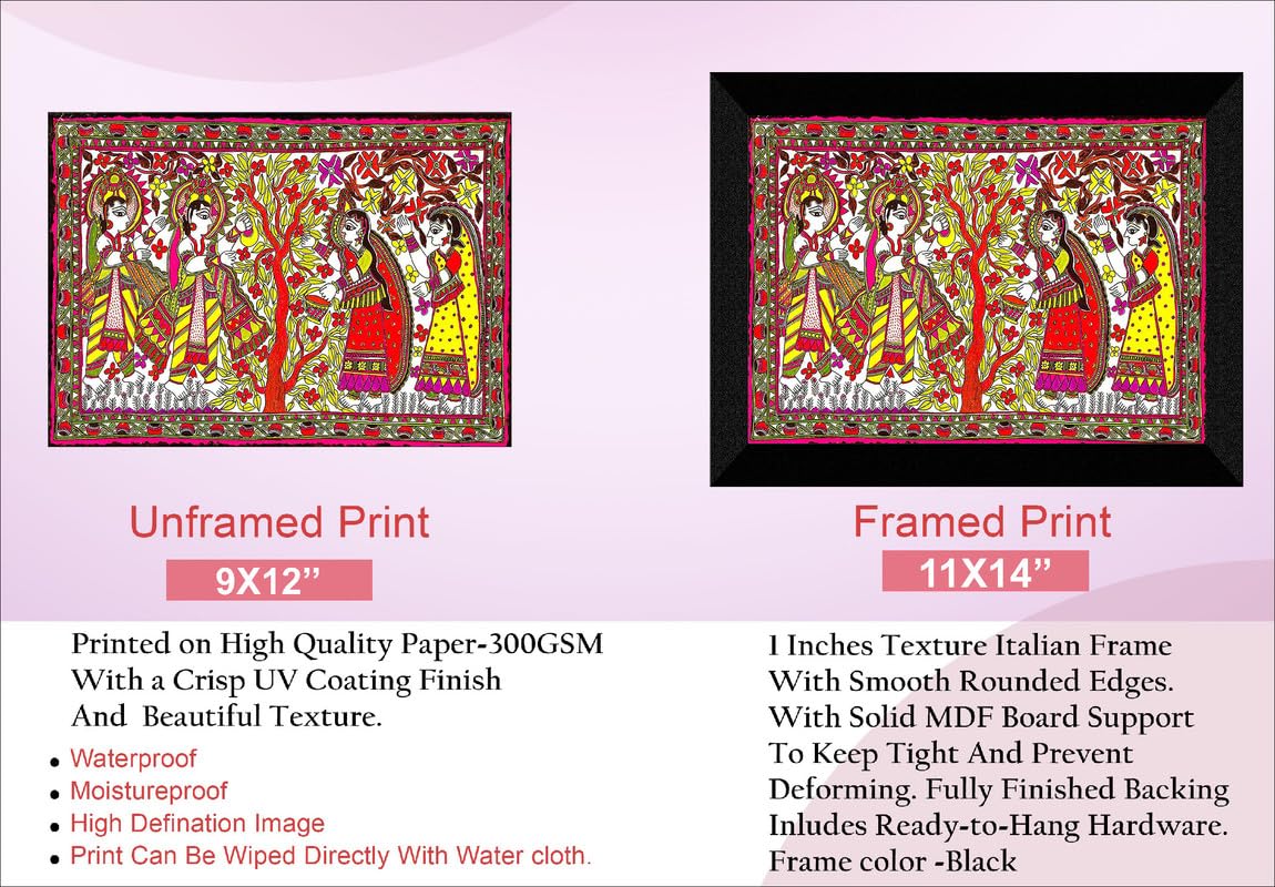 SAF paintings Madhubani Traditional Black frame painting for Wall Decoration SA-SANFK33359