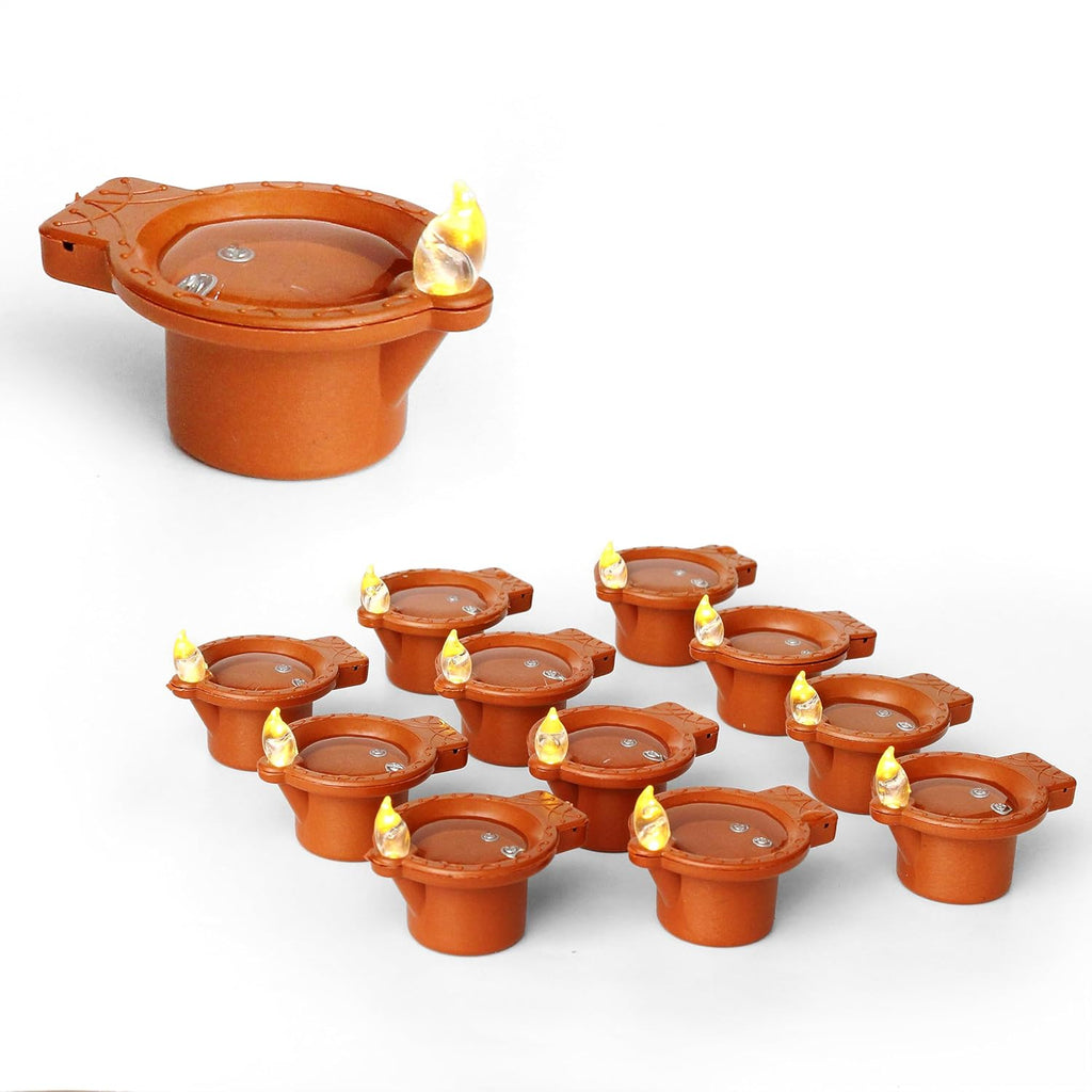 Decovaa Water Sensor Electric Diyas Candle Eco-Friendly Water Sensor Diya for Diwali Decoration, Festival, Pooja, Bolcony, Rangoli and Home Decoration (Pack of 12)