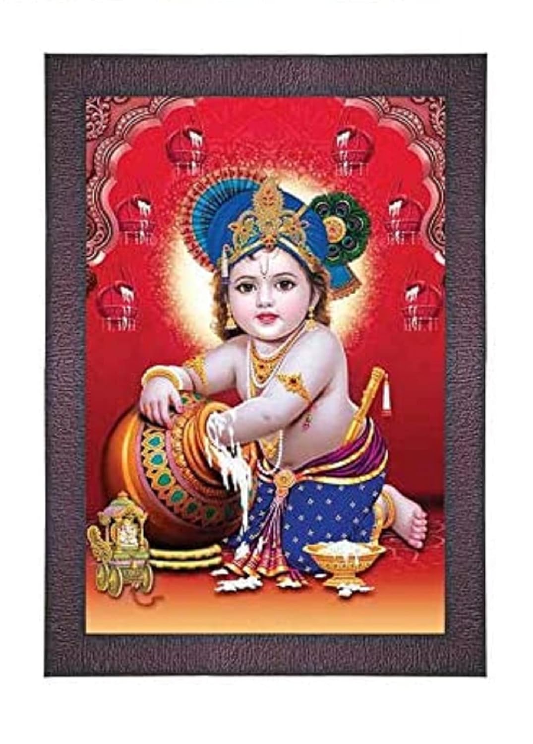SAF paintings UV Textured 'Krishna ji' (Kanha) Digital Reprint Painting (9.5 inches X 13.5 inches) SANFR751