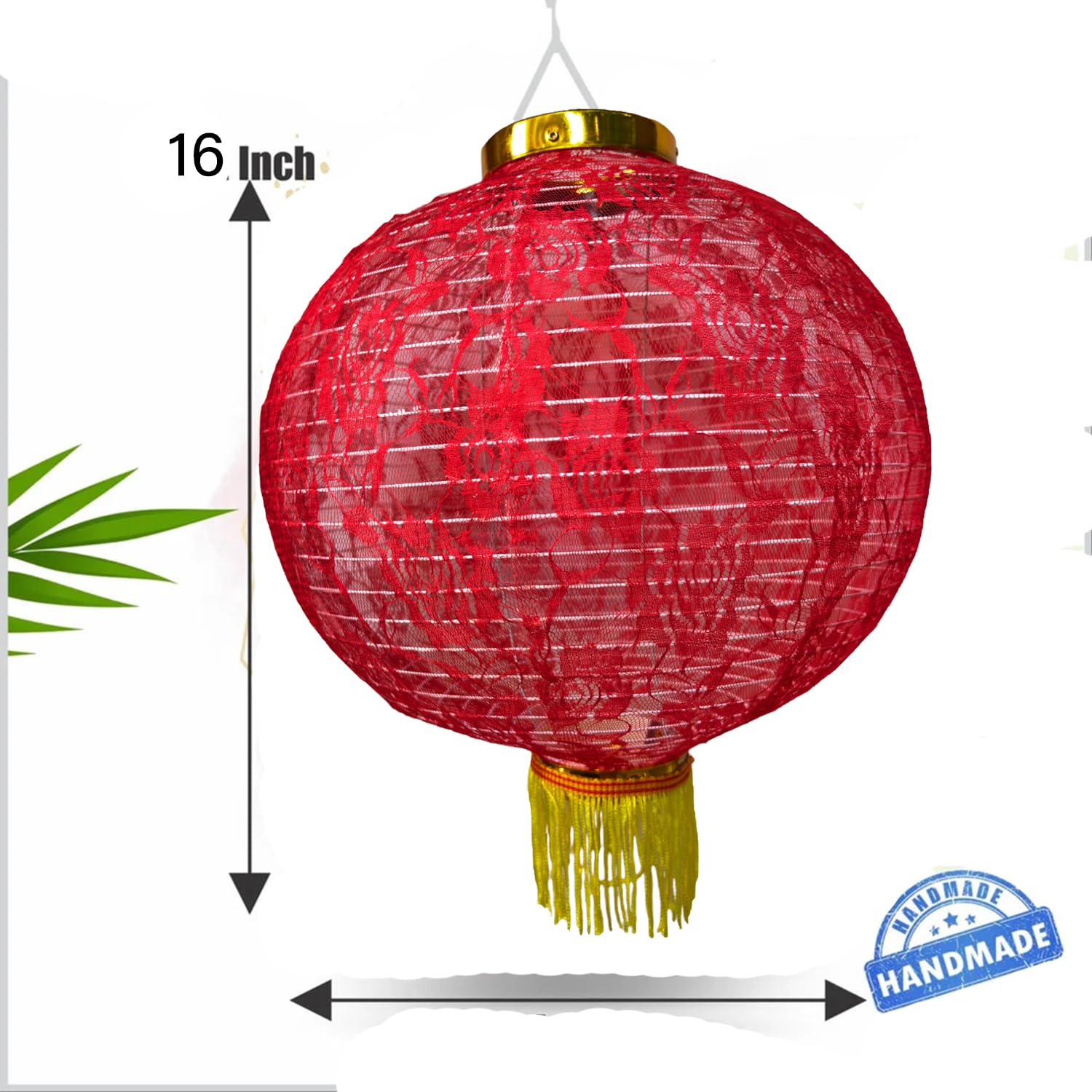 PartySanthe 16inch Colorful and Bright Cloth Diwali Hanging Lantern Handmade Festive Lantern Chinese Traditional Lantern Any 1pc