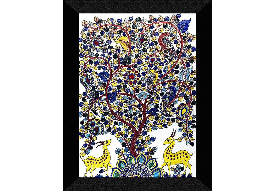SAF paintings Madhubani Traditional Black frame painting for Wall Decoration SA-SANFK33301