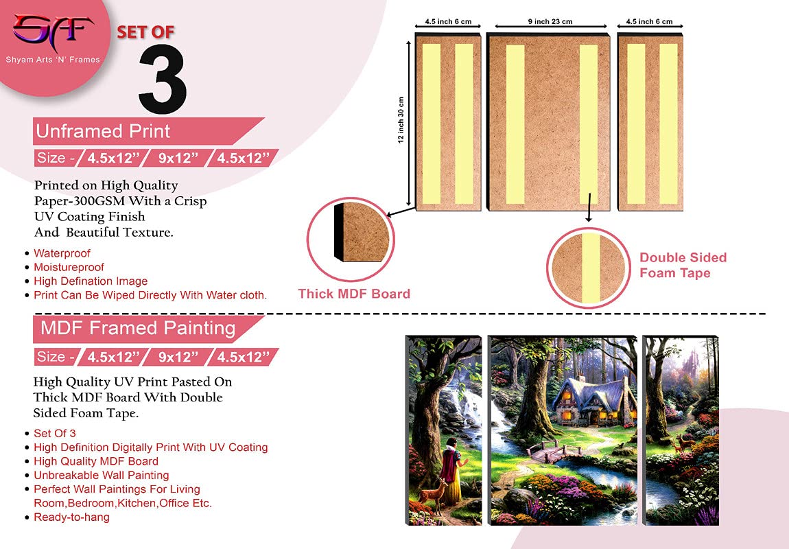 SAF paintings 6MM Waterfall Designer Nature Set of 3 Panel Painting(SANFJM1323) SAFJM1323