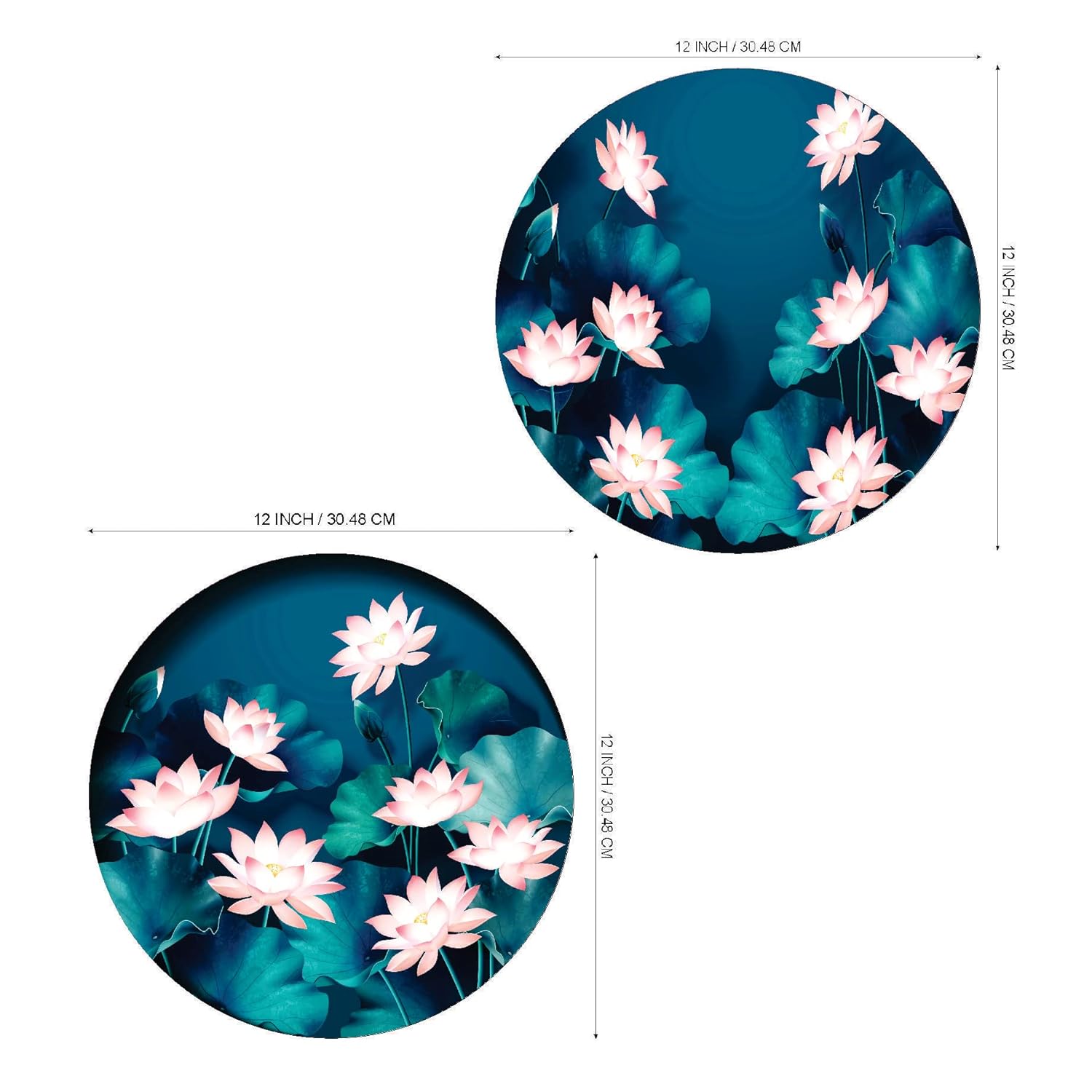 SAF paintings Round Shape Lotus Flower MDF Wall Painting for Living Room 12X12 inch LRB28-L2