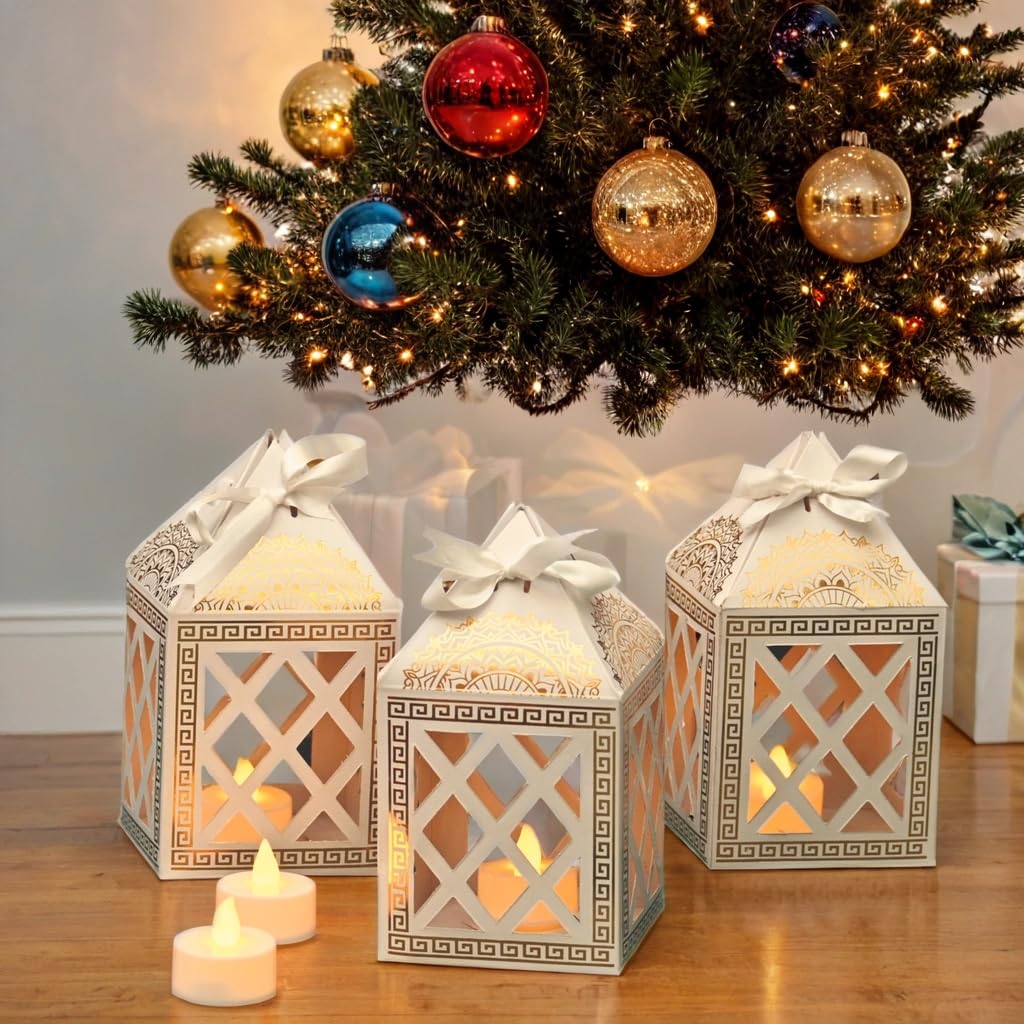 TOYXE Paper Lantern LED Tea Lights Candle for Decoration Set of 10 Pieces | Merry Christmas Decoration Item