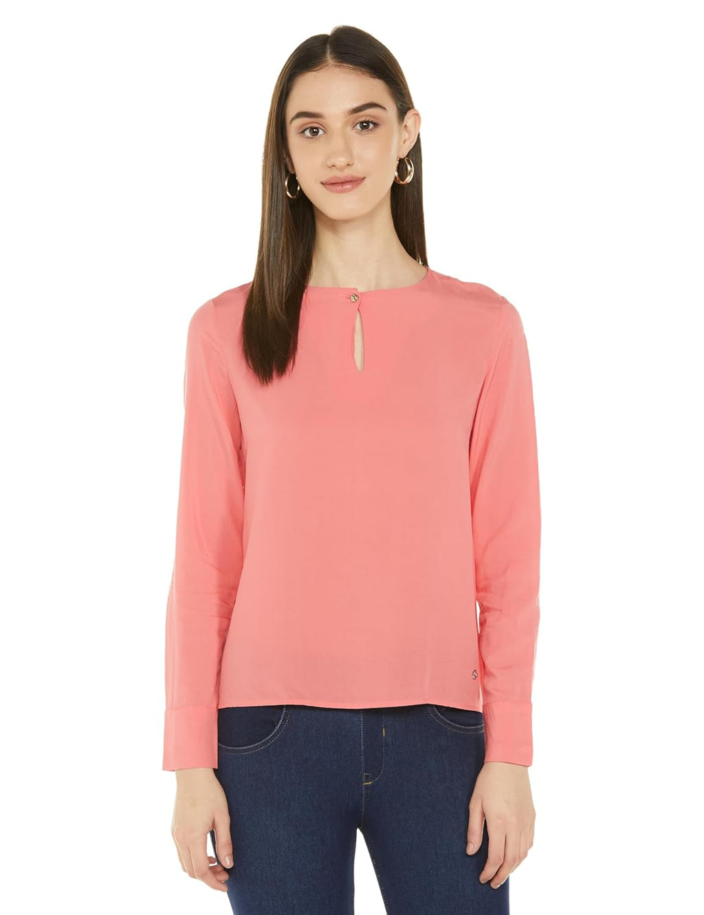 Allen Solly Women's Pink Plain Full Sleeve Casual Shirt